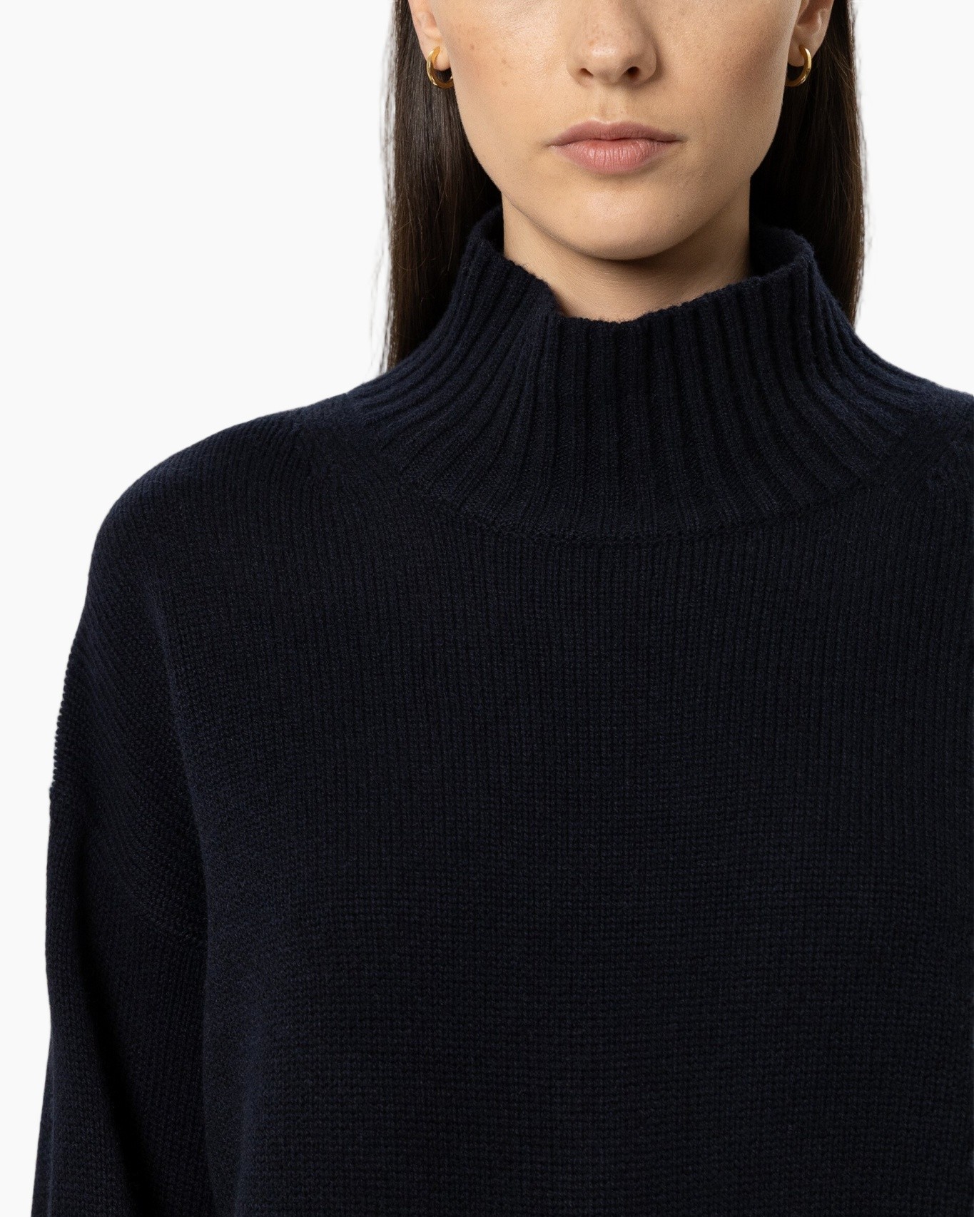 rolkraagtrui, pull-over, breigoed, marineblauw, lossend