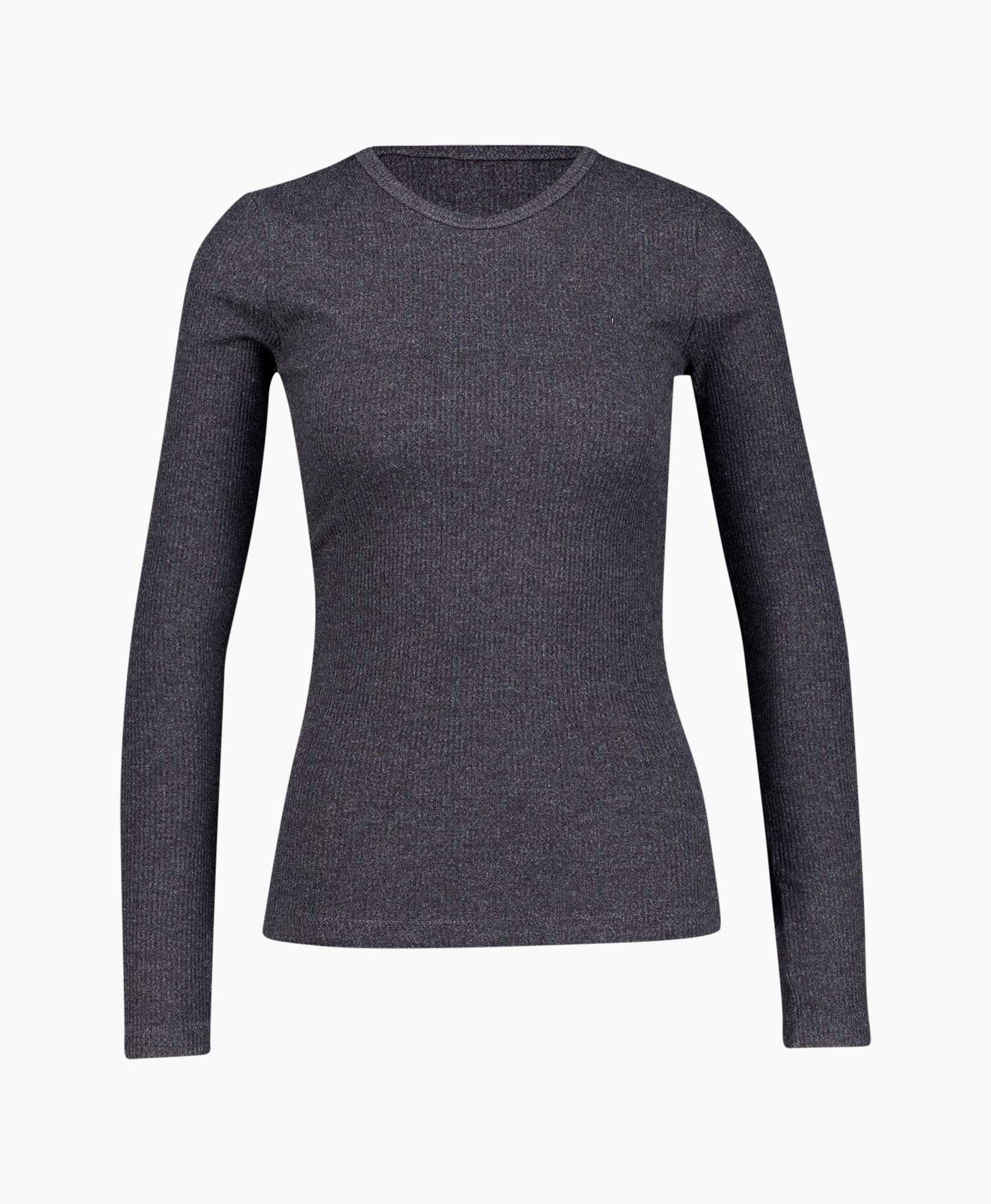 trui, lange mouwen, donkergrijs, gebreid, slim-fit