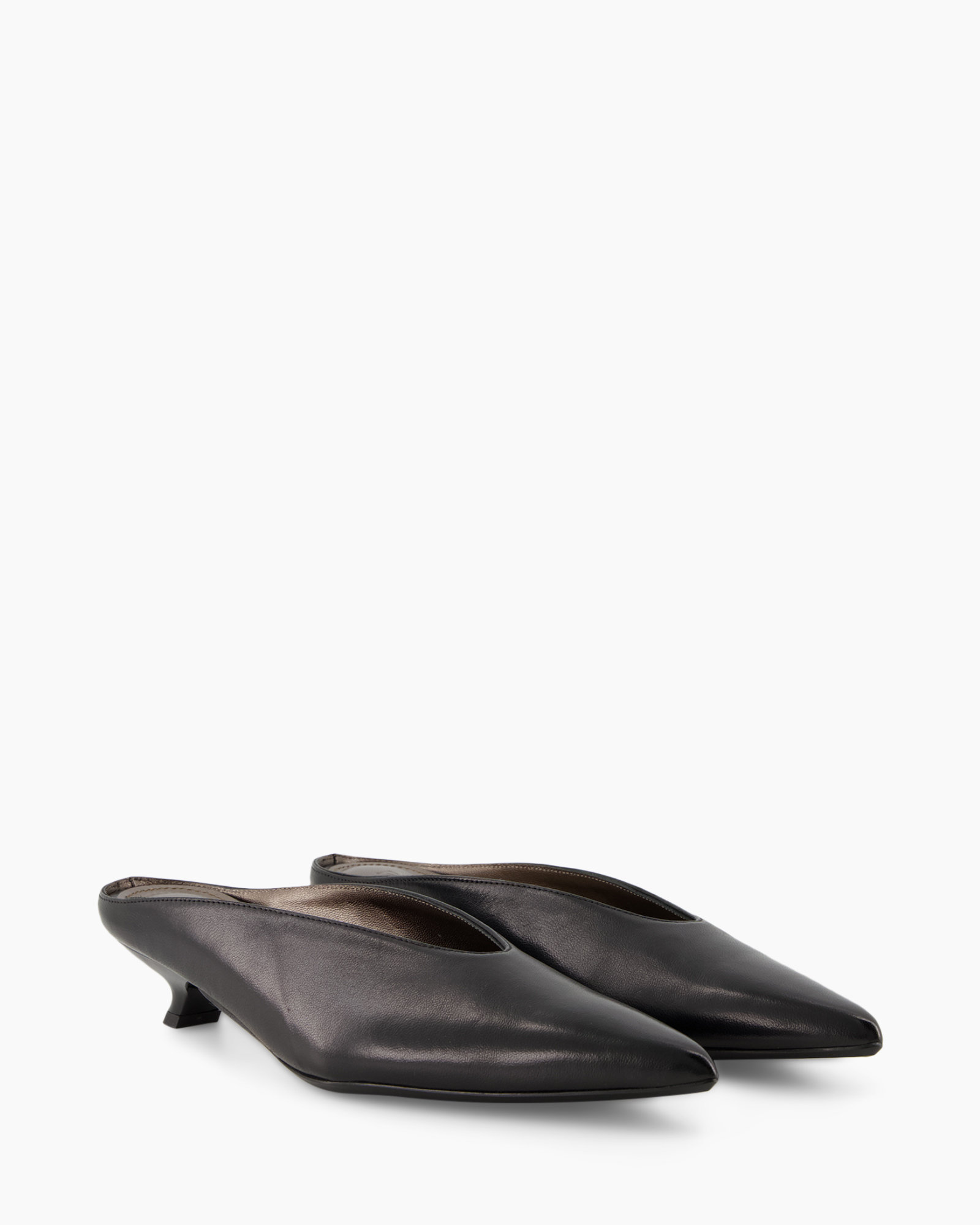 schoen, mule, zwart, leer, laaghak