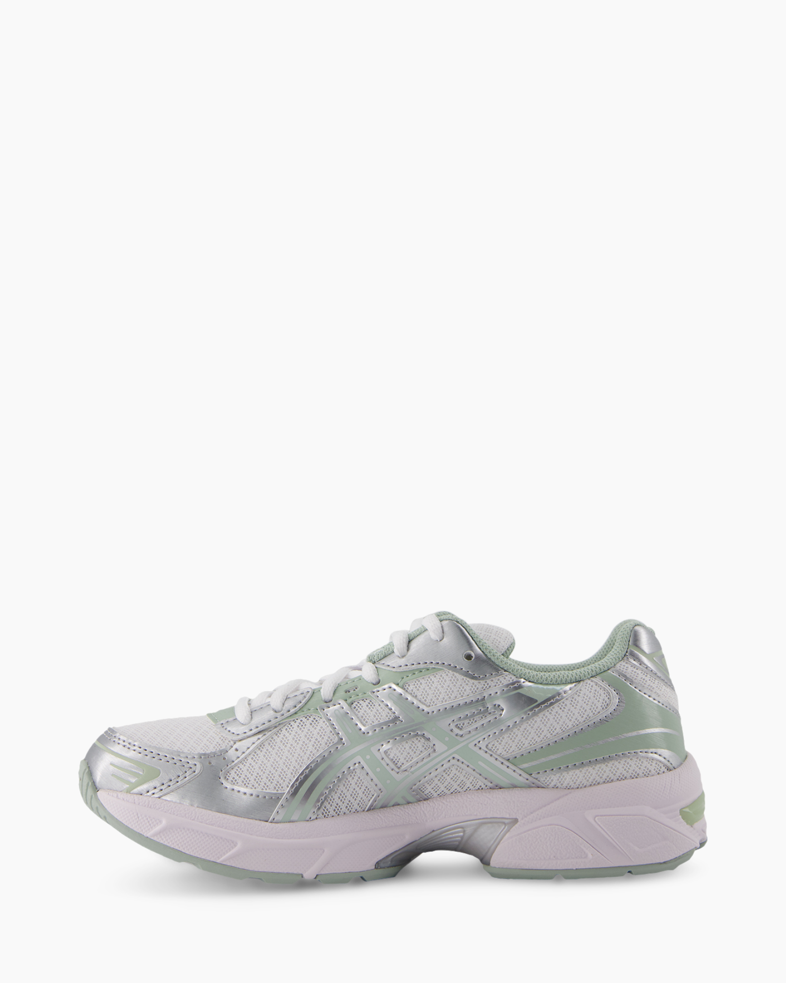 loopschoen?, sportschoen, mesh, zilver, groene accenten