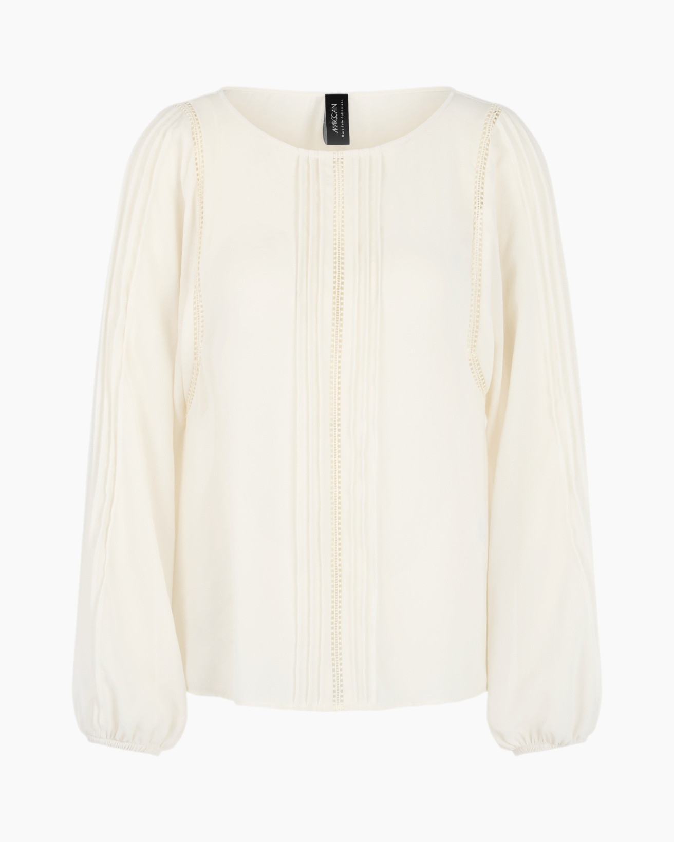 blouse, crème, pofmouw, plooien, top