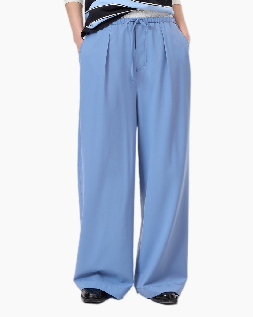 pants, wide-leg, drawstring, blue, relaxed-fit