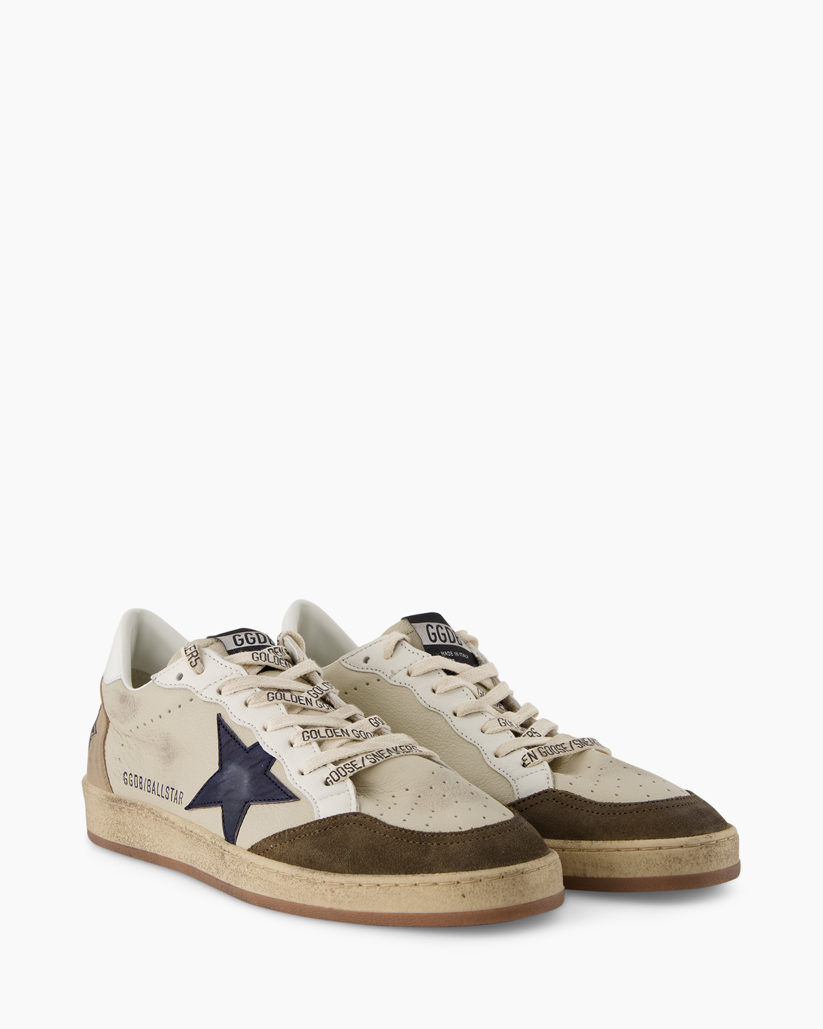 sneakers, laag model, leer, ster logo, beige bruin