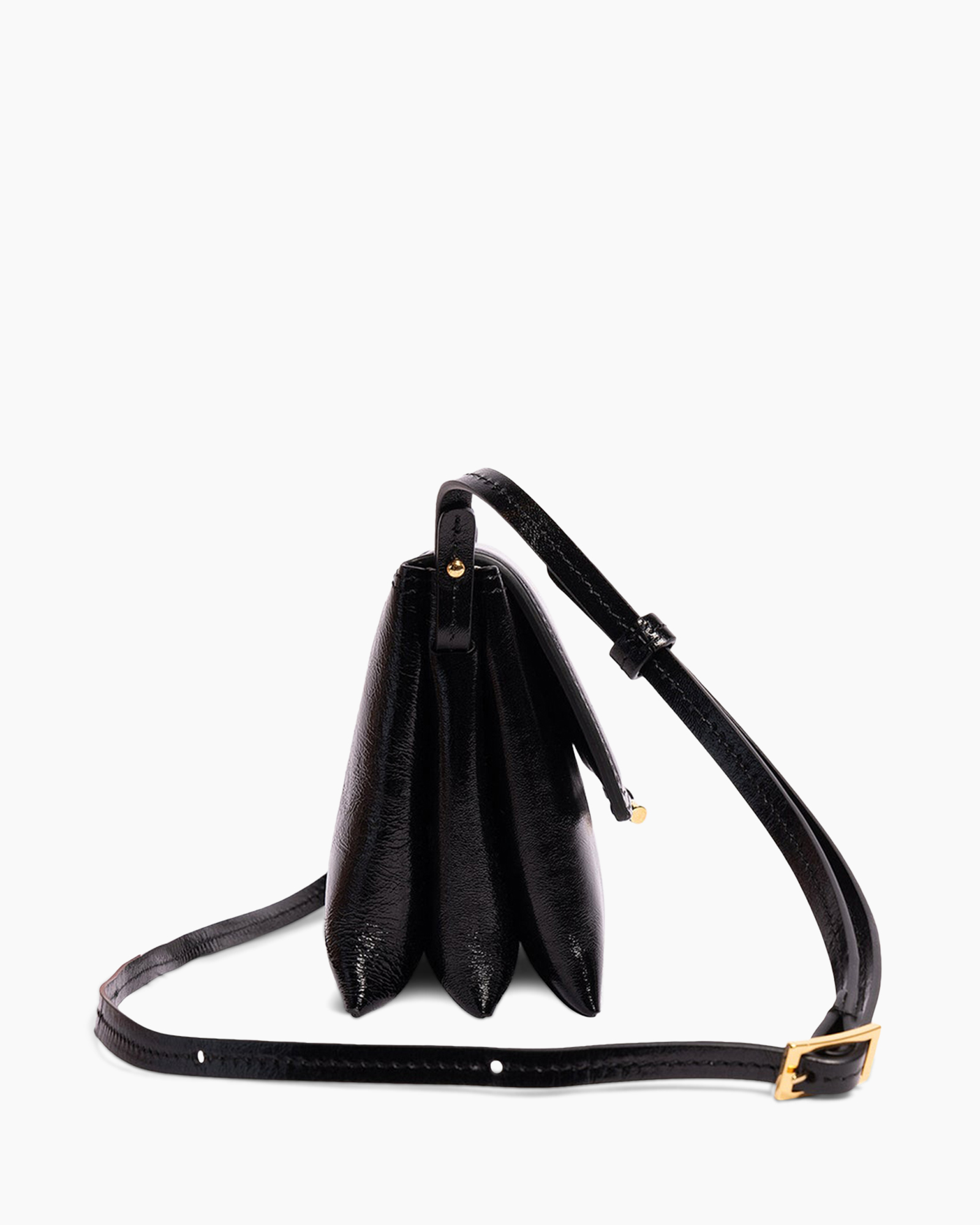 clutch, portemonnee, zwart, leer, goud accent