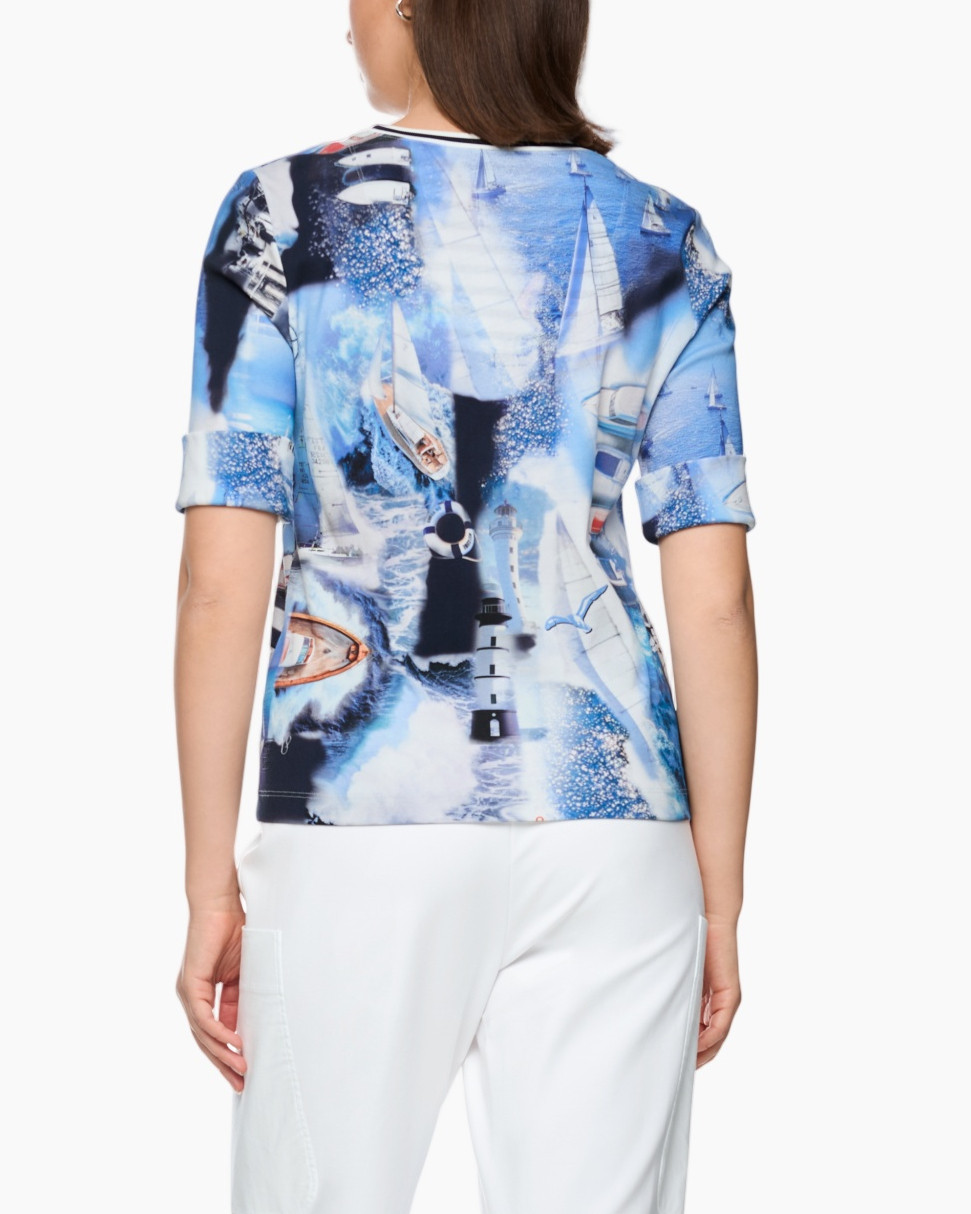 top, shirt, graphic, blue, sailboat