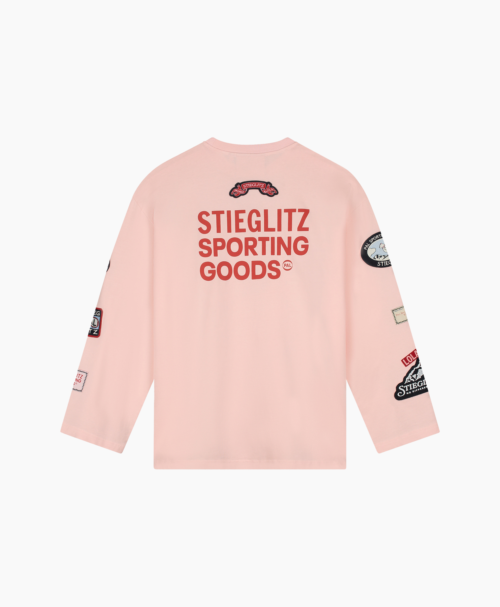 longsleeve, pink, logos, patches, basic tee