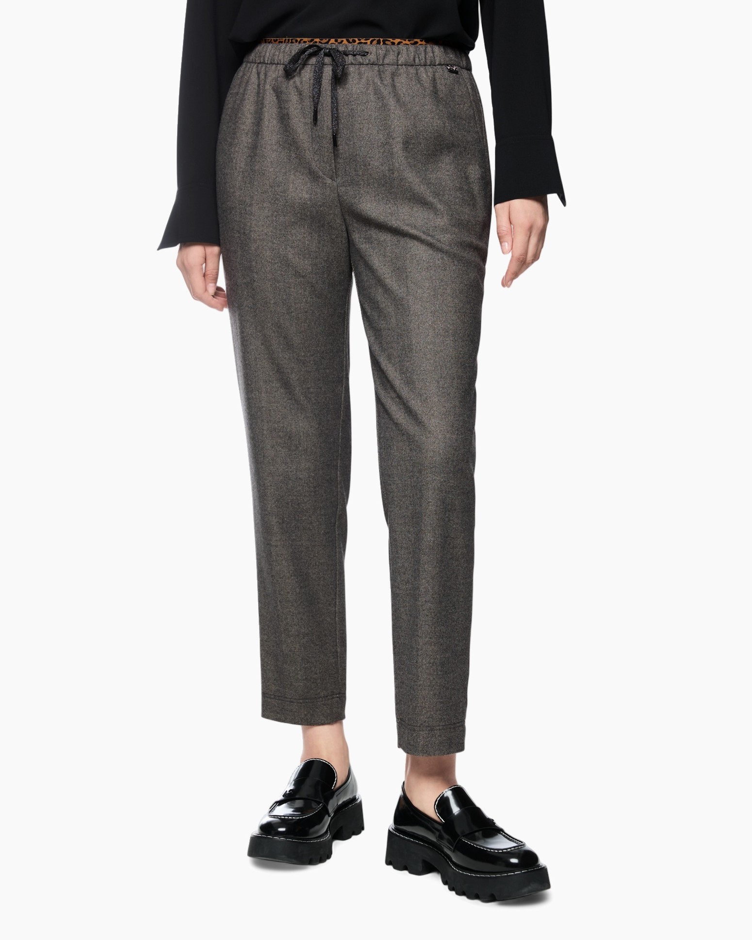 broek, broek, touwtjes, grijs, slim-fit