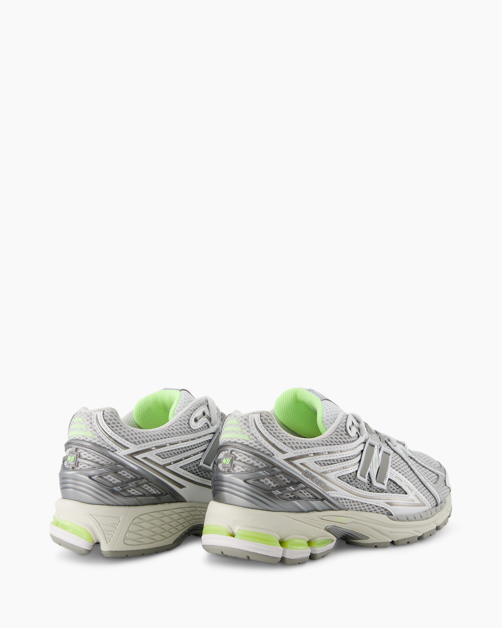 running shoes, athletic shoes, sneakers, gray, neon green lining