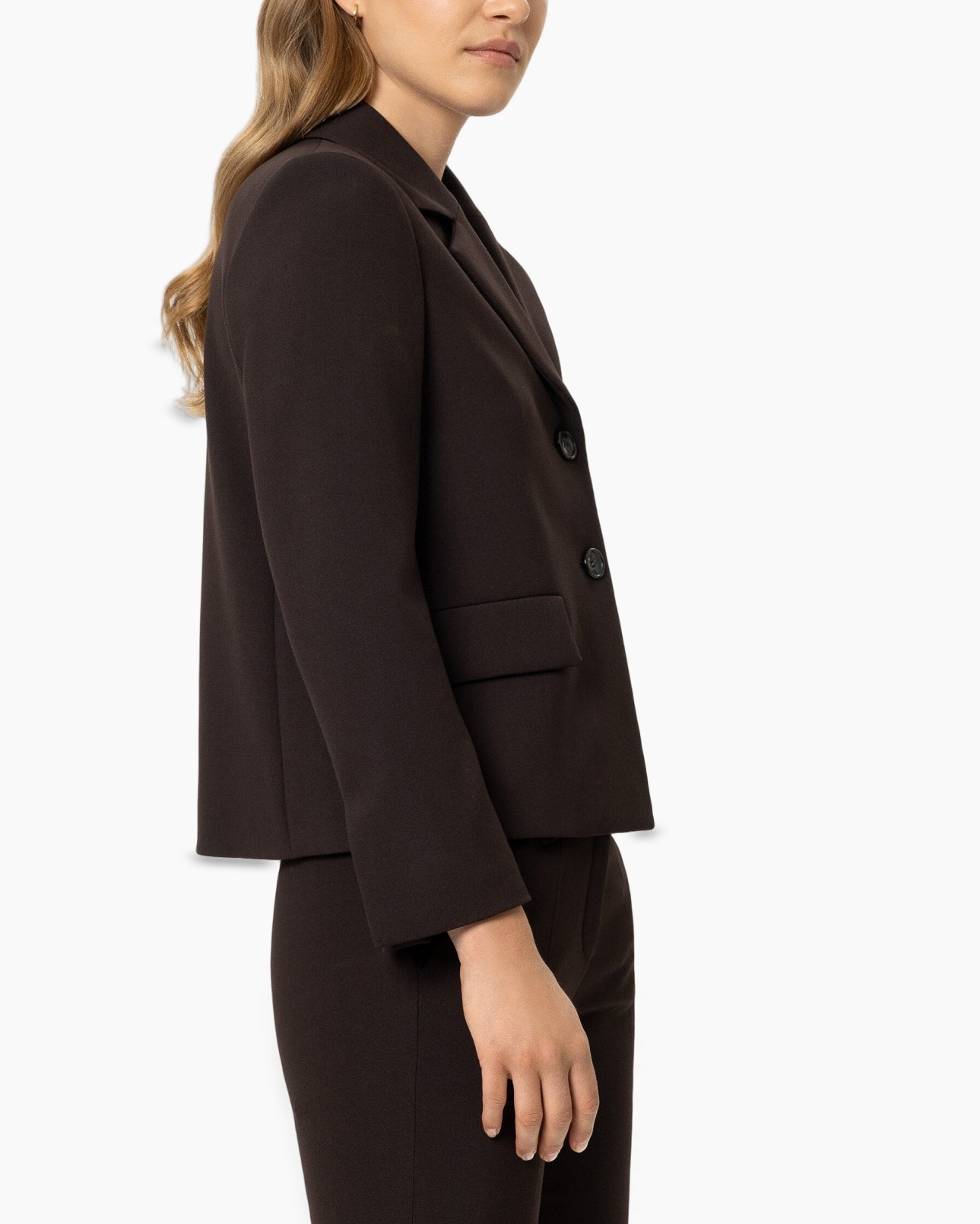 blazer, drieknop, revers, lange-mouw, zakflap