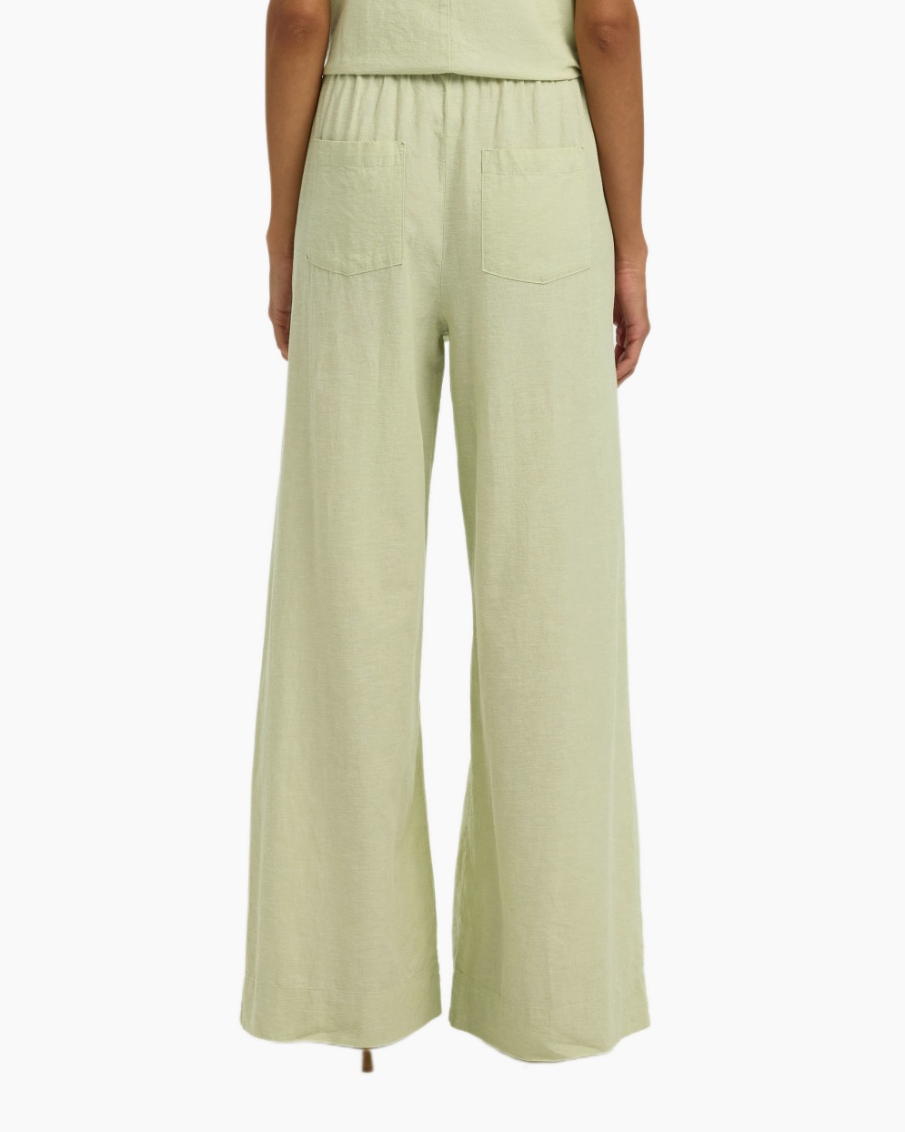broek, wijderelegatie, linnen, koord, pastelgroen