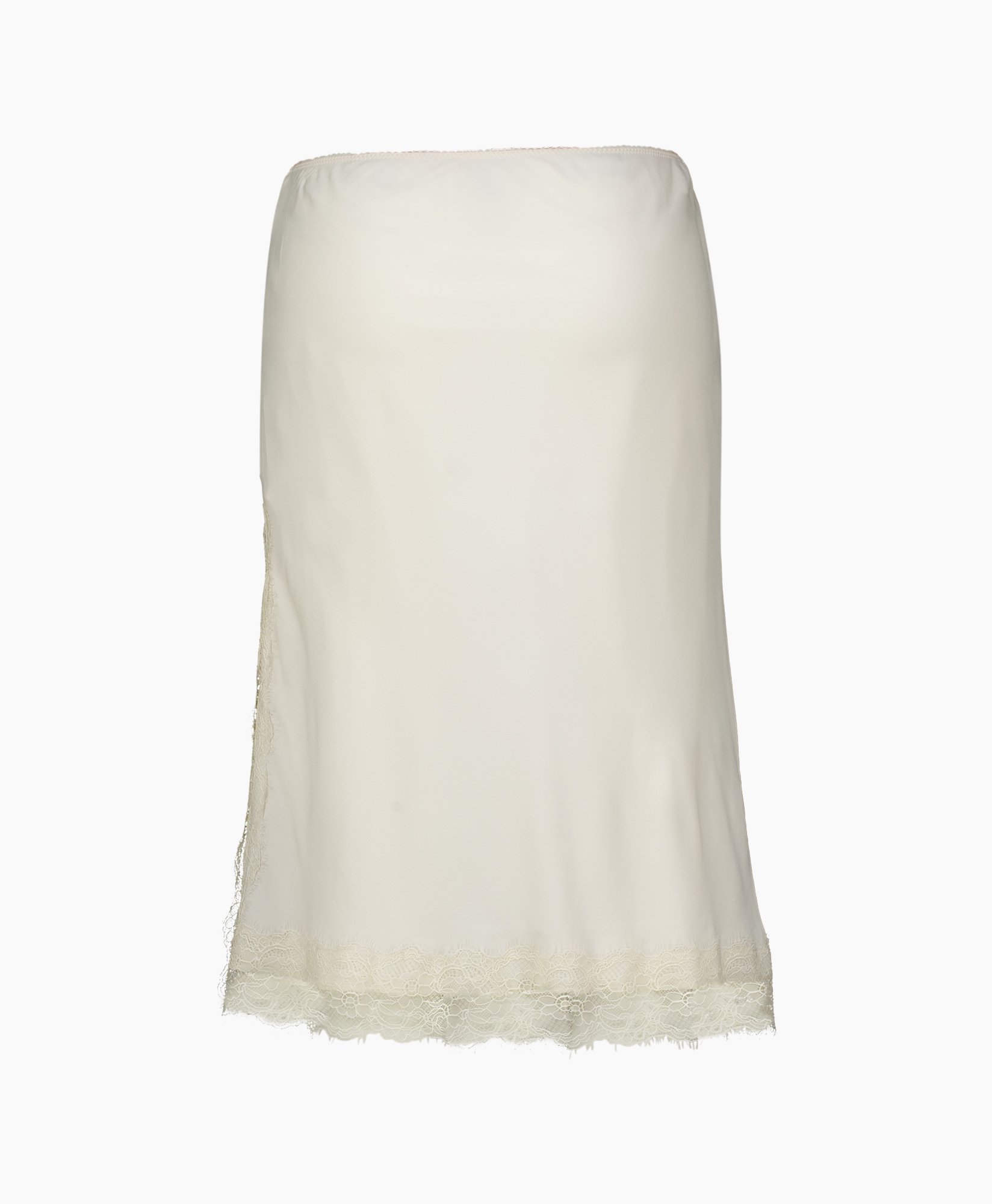 skirt, lace, mid-length, cream, plain