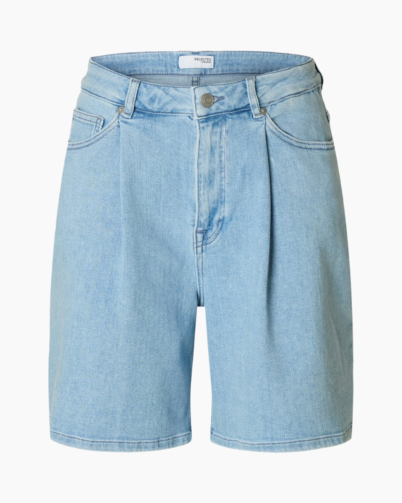 Short Anya-gry Hw Pleat Denim Shorts Licht Blauw
