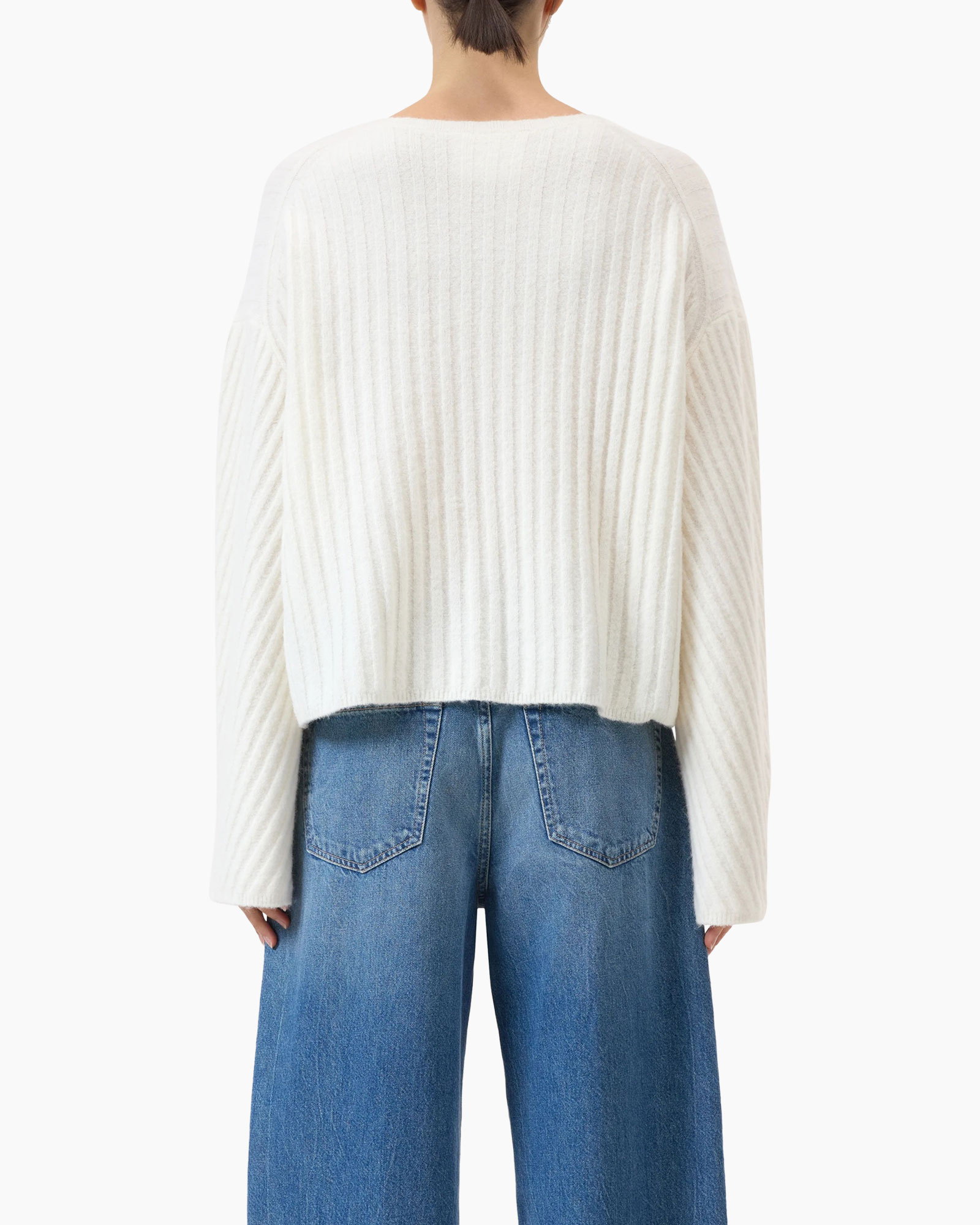 Sweater Crew Neck Rib Ecru