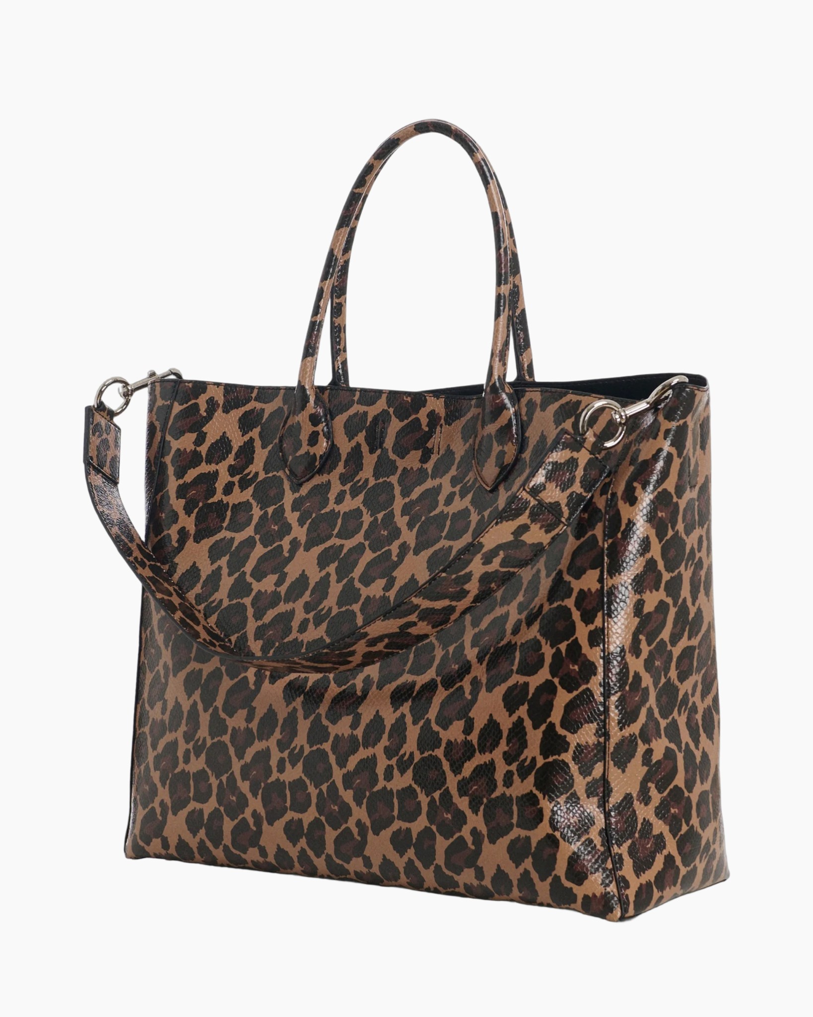 leopard print, tote tas, handtas, schouderband, polyurethaan leer