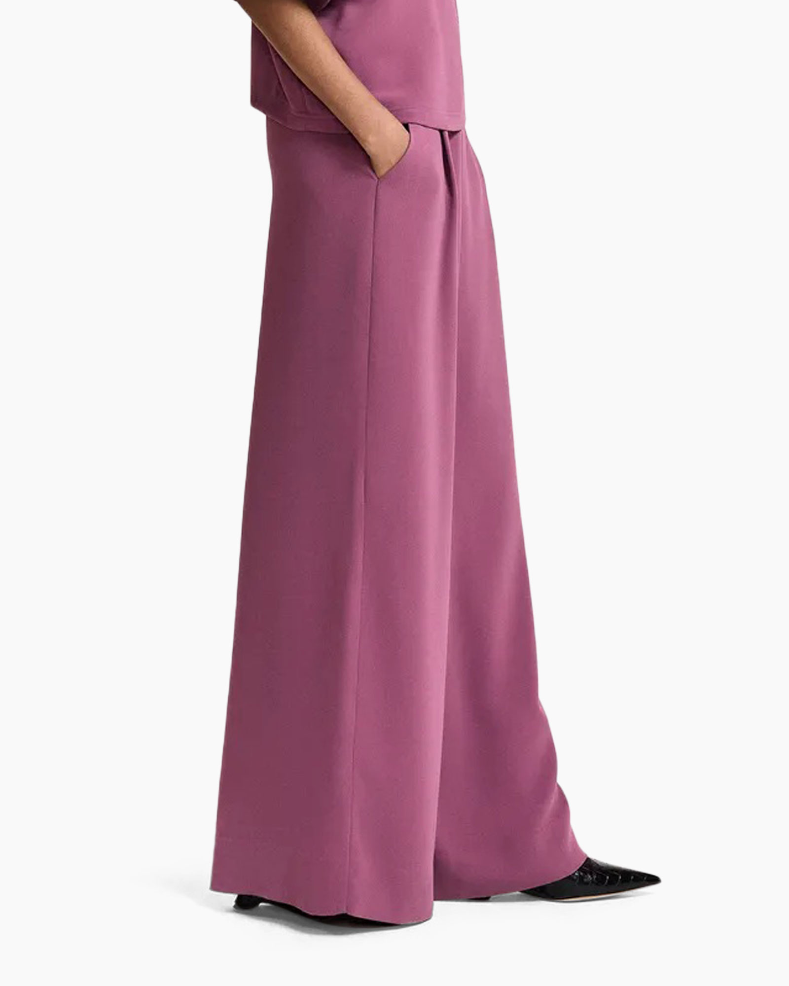 wijde broek, palazzo, broek, paars, broek