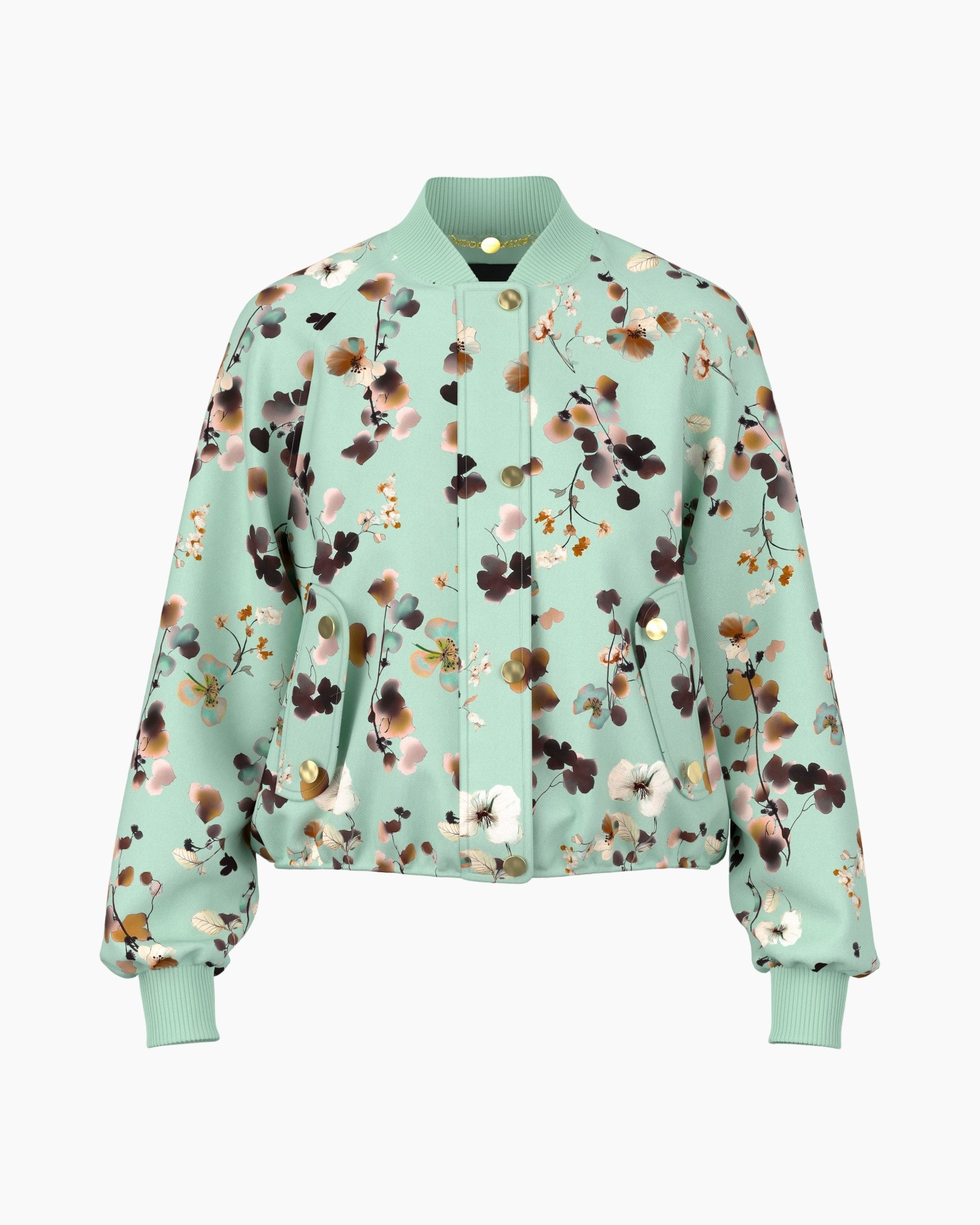 jasjak, bomber, florale, mint, patroon
