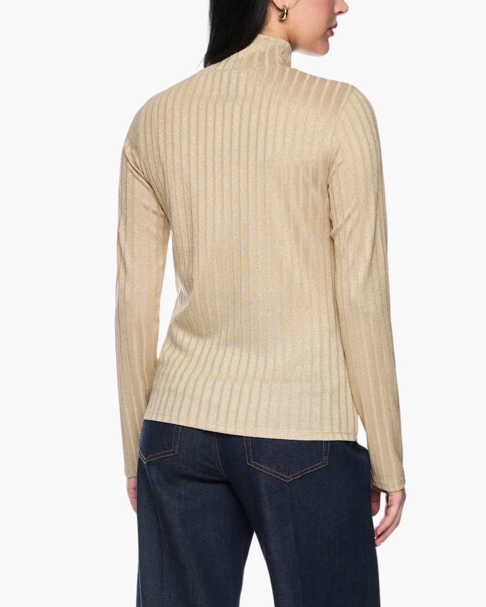rolkraag, beige, ribben, lange mouwen, breip/top