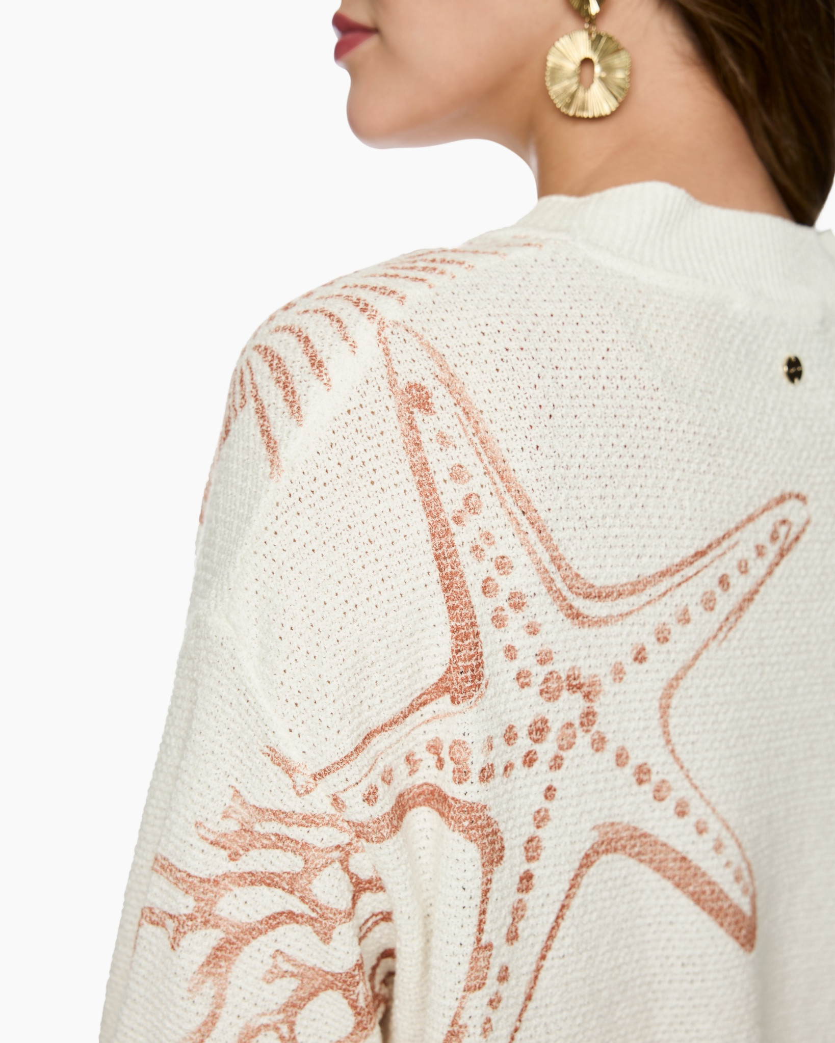 vestseling, stervis print, breip, ecru, trui