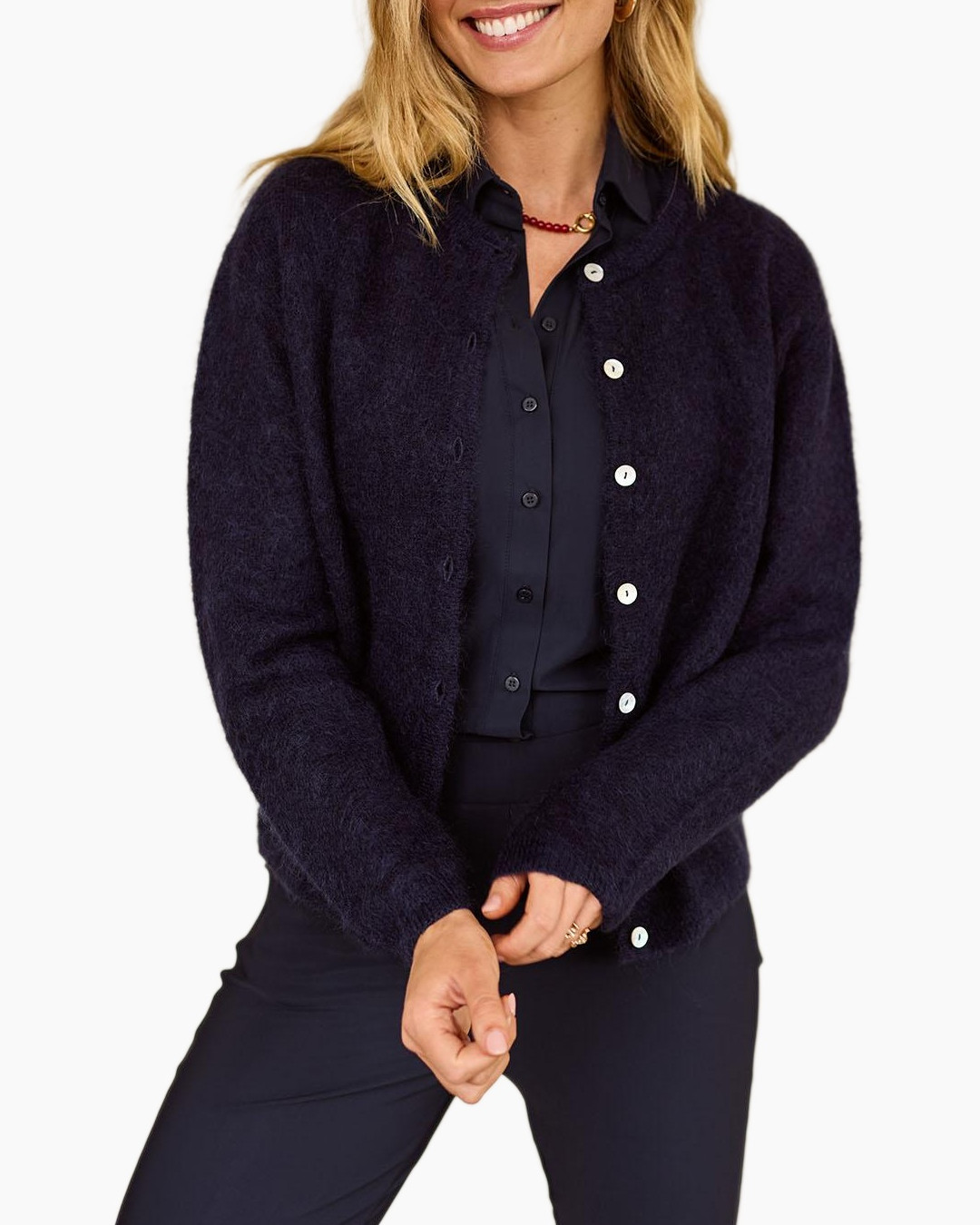 Vest Bibi Mohair Cardigan Donker Blauw