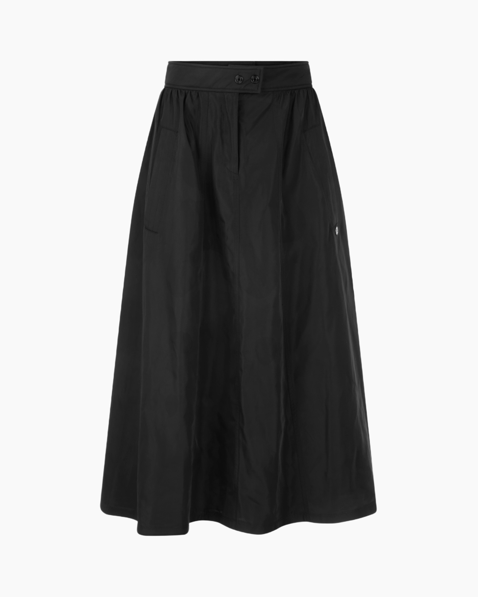 rok, zwart, lang, hoge taille, plooien