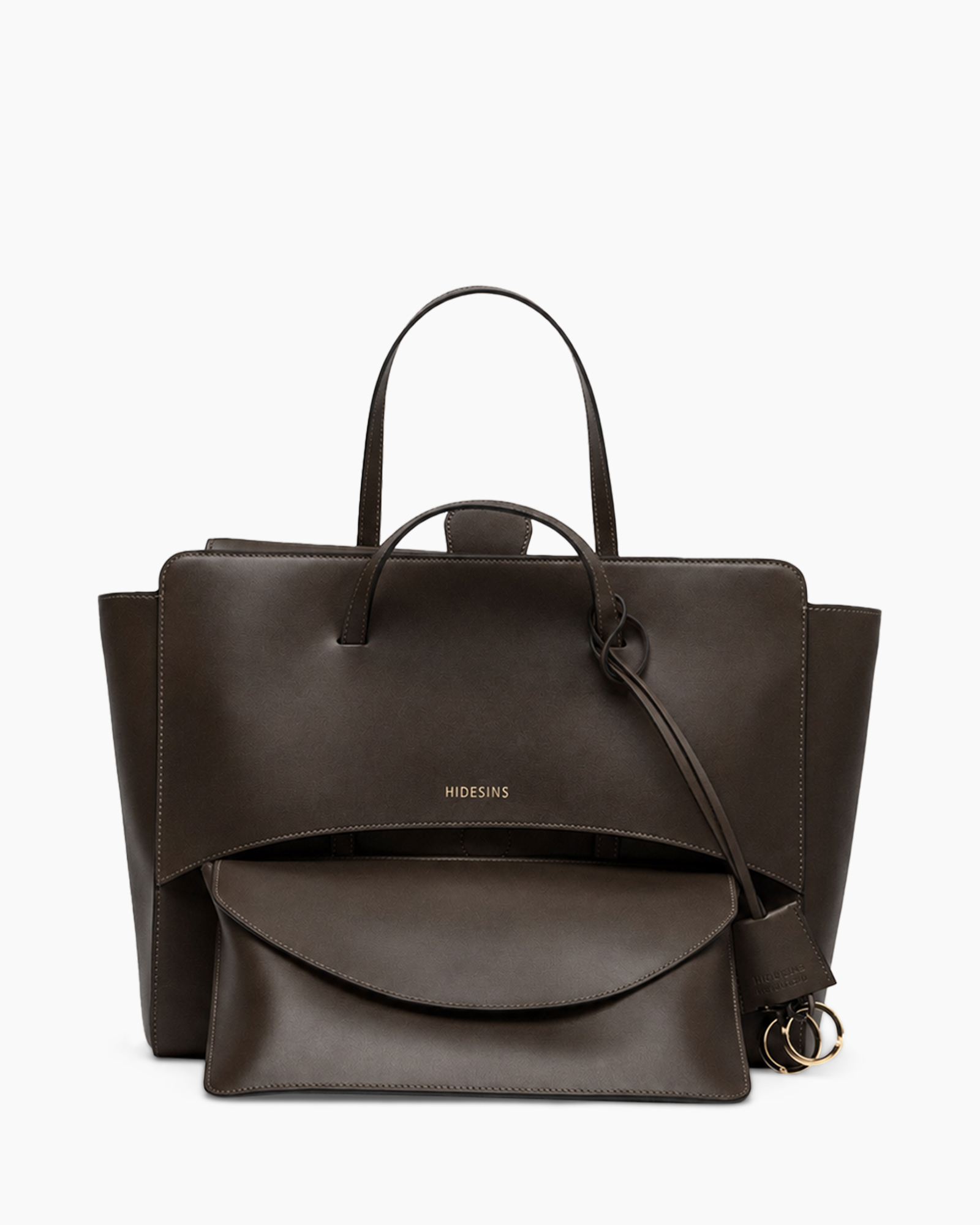 handtas, bruin, leer, tote, buitentas