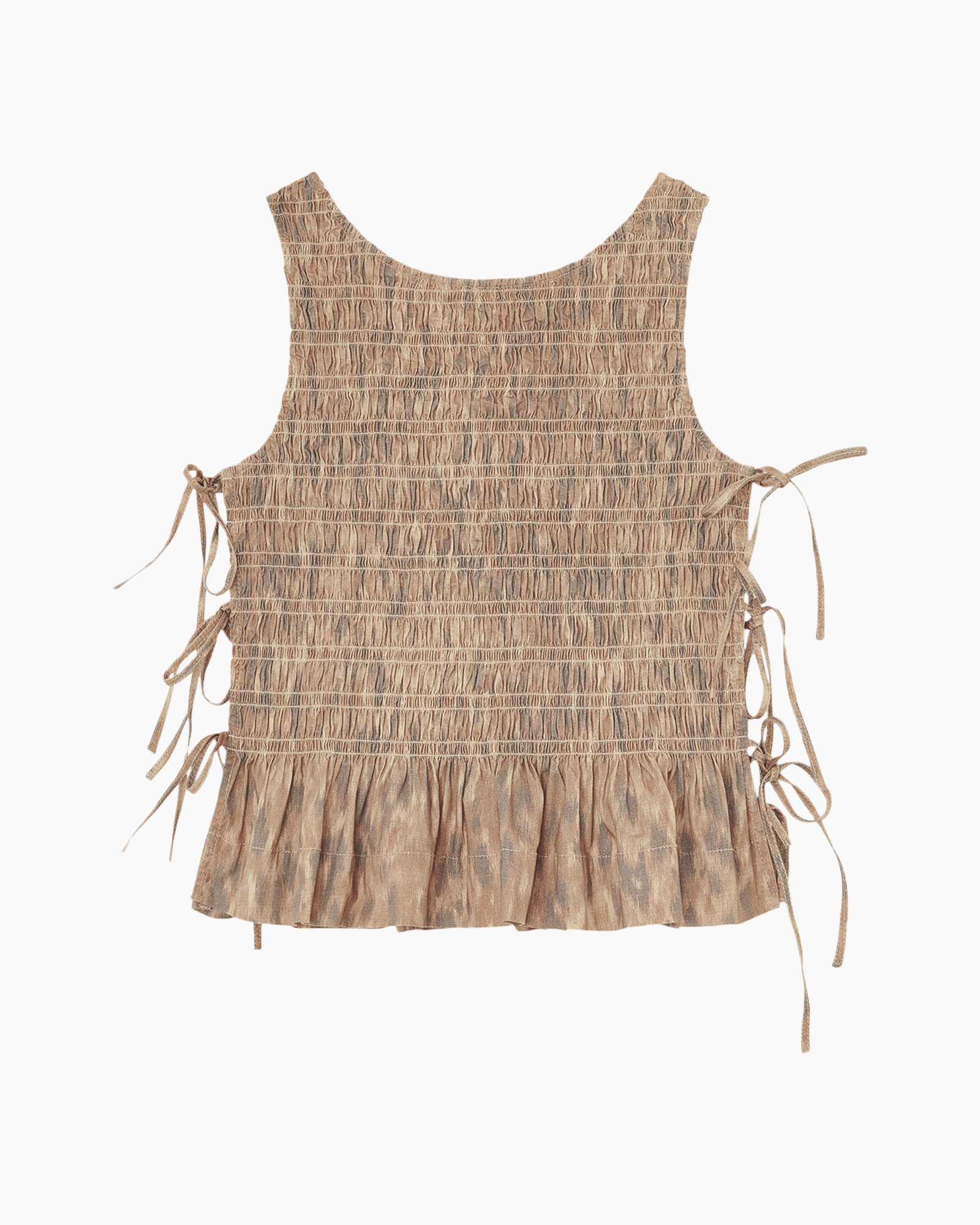 tanktop, geplooide, zijde-troef, laagjes, beige/neutraal