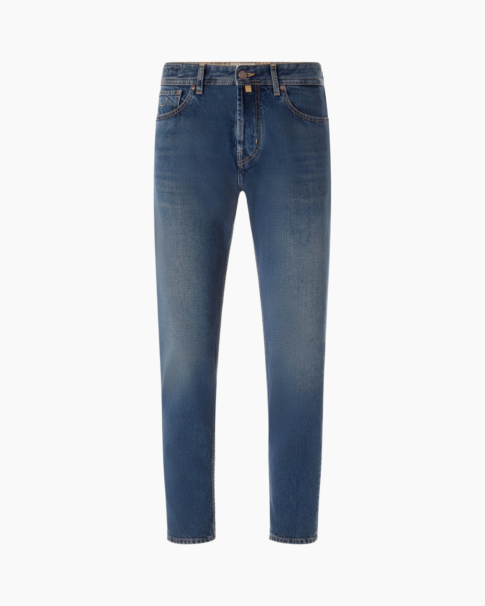 spijkerbroek, denim, blauw, middelhoog, recht model