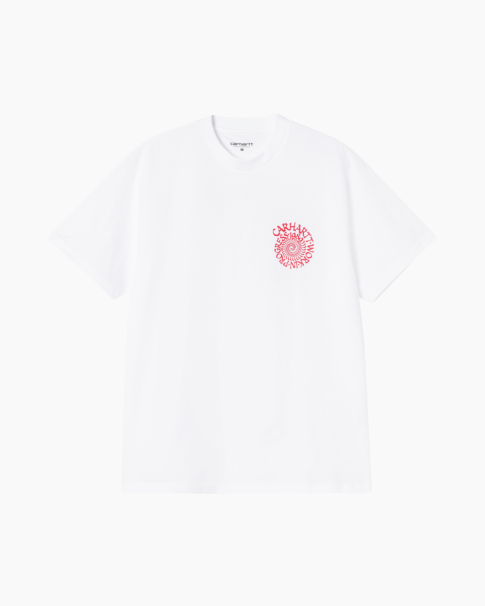 t-shirt, white, short sleeve, logo, circle graphic