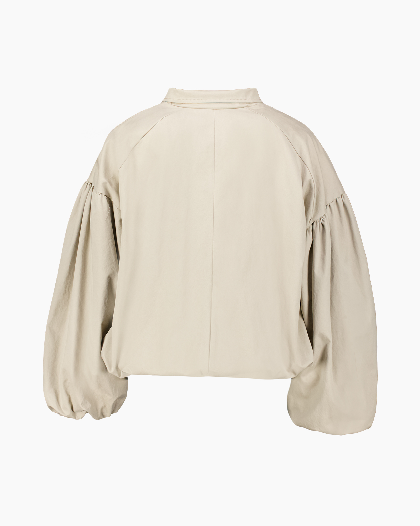 jas, jas, beige, rits, pofmouwen