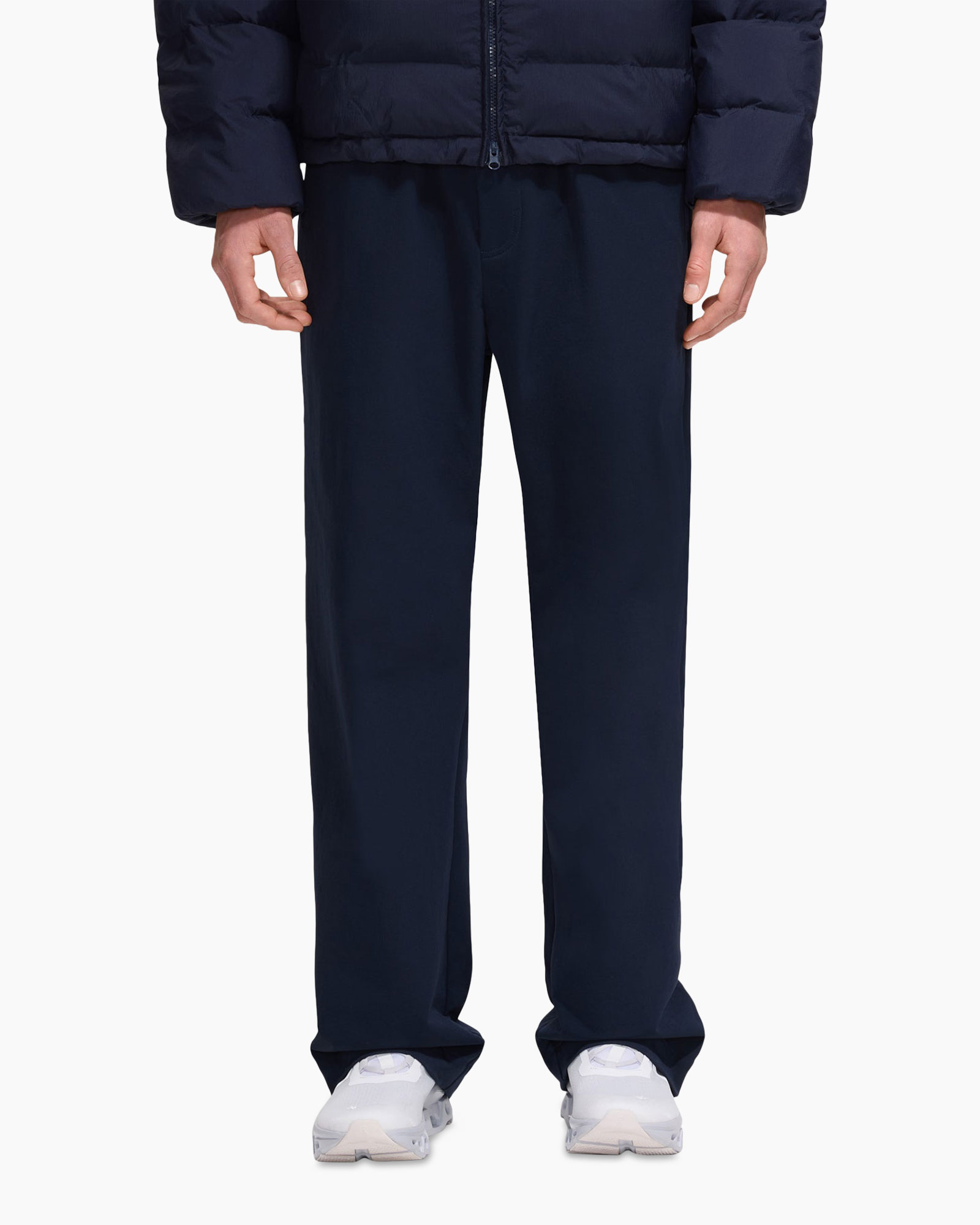 broeken, marineblauw, broek, stretch, sportschoenen
