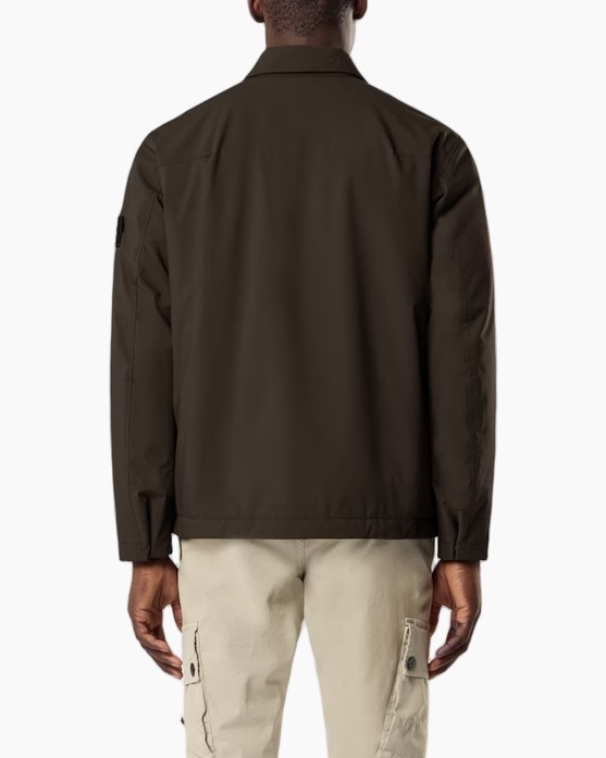 jaszak, rits, voorzakken, donkerbruin, licht olijf shirt zichtbaar