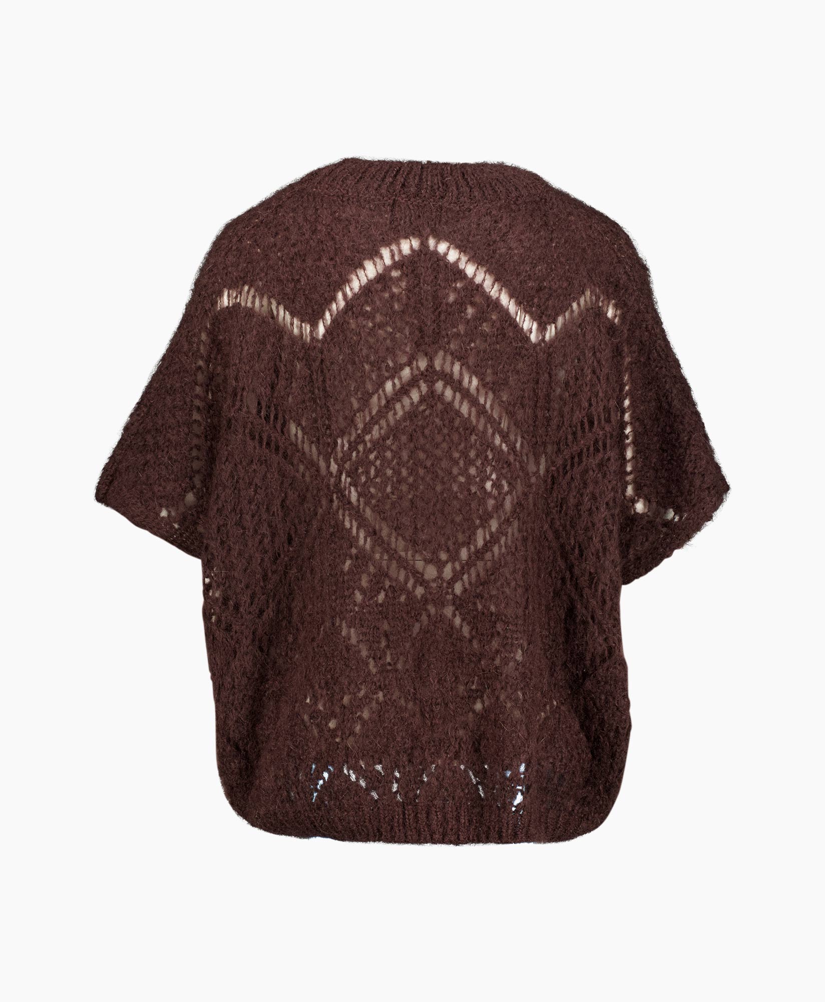 trui, kantige brei, bruin, korte mouw, overSize