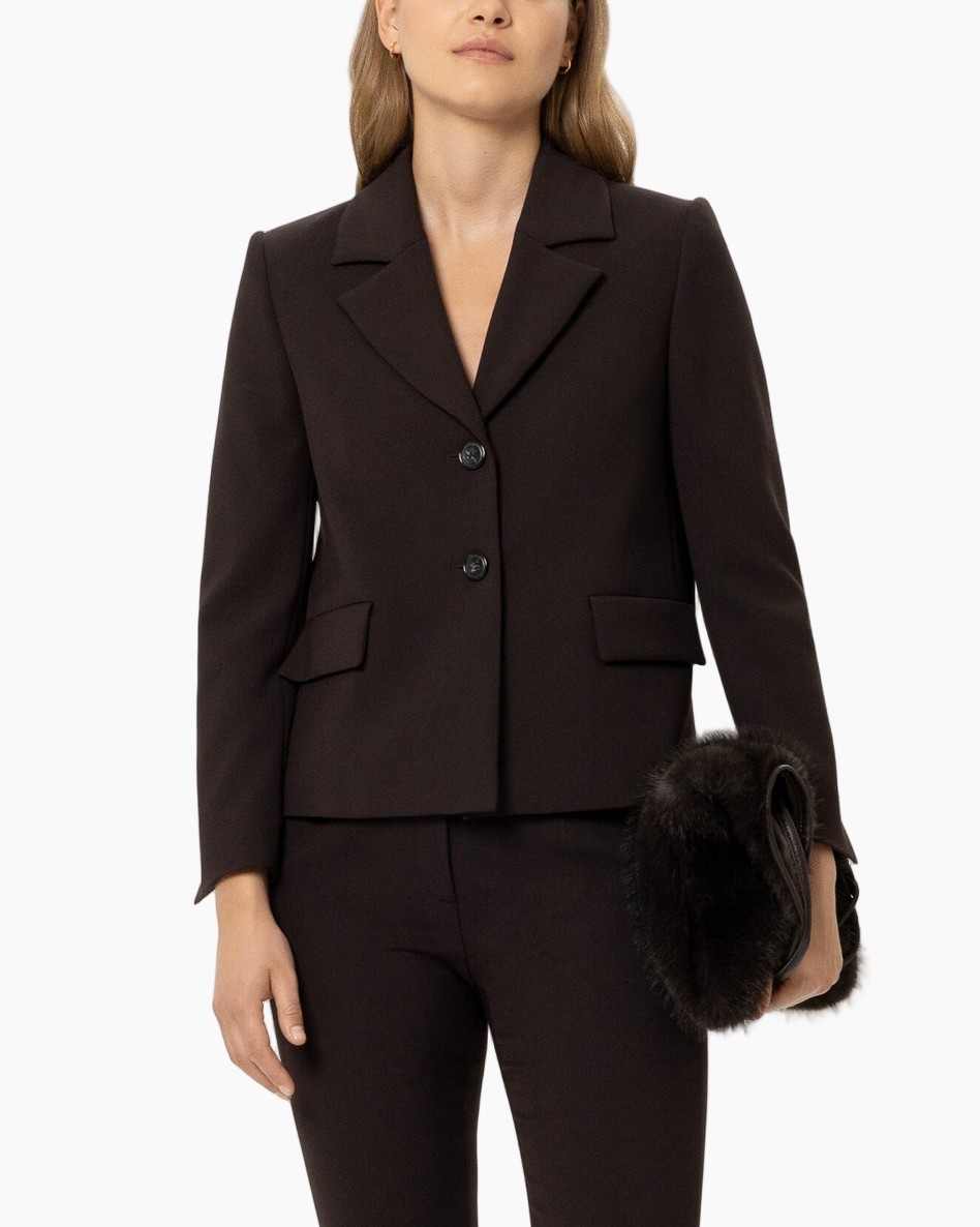 blazer, twee-knop, notch-lapel, bruin, zakflap