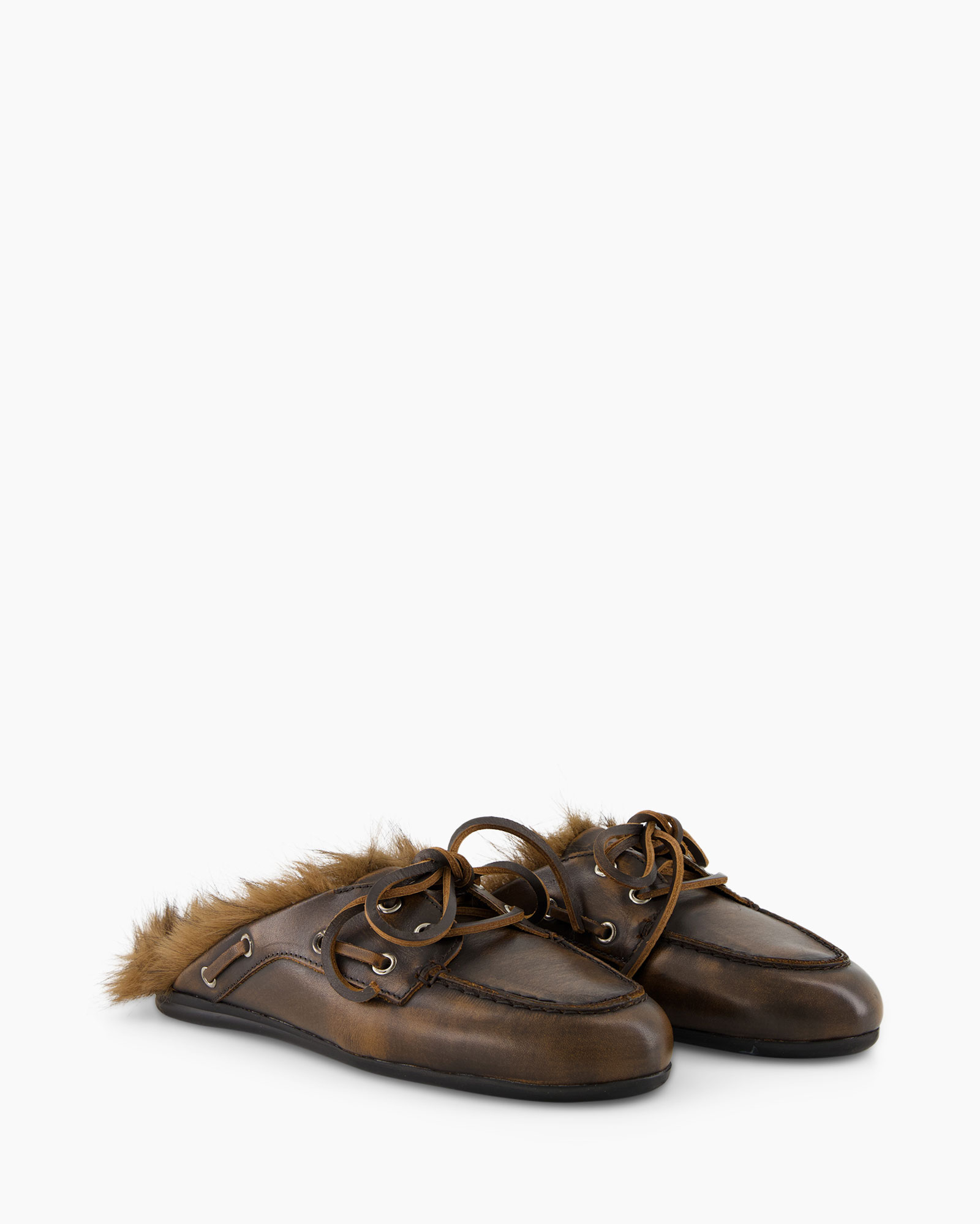 moccassin, loafer, leer, vacht-borst, slip-on