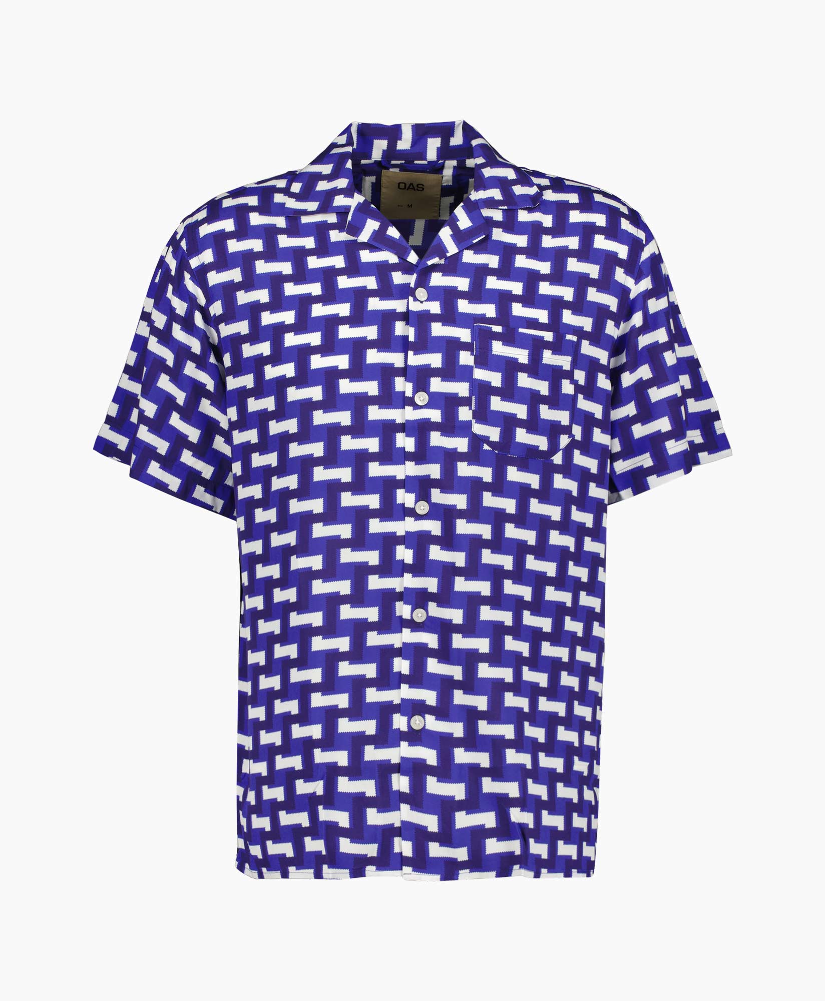 Oas Overshirt Blue Layer Zig Viscose Blauw