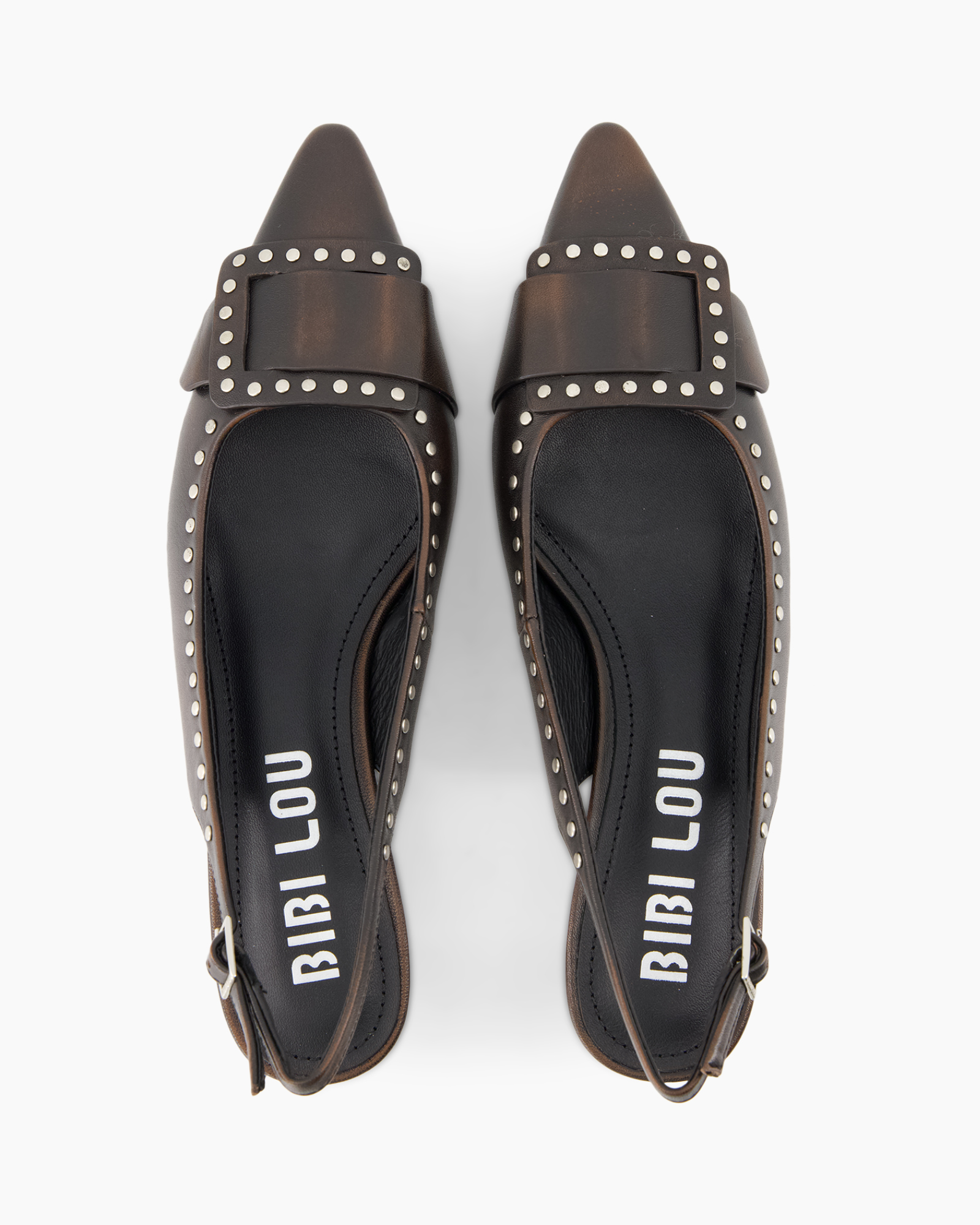 sandalen, open teen, riemjes, studs, bruin