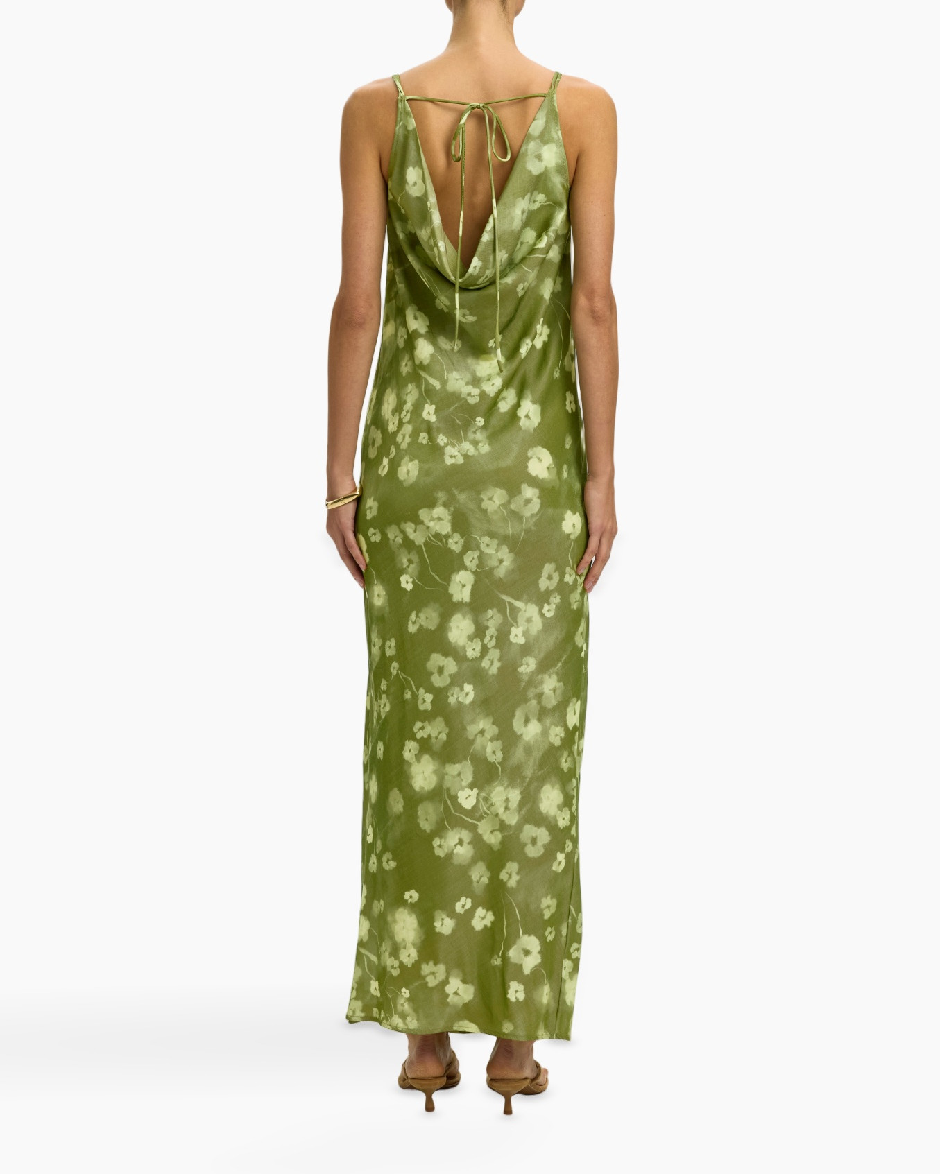 dress, maxi dress, floral, slip dress, green