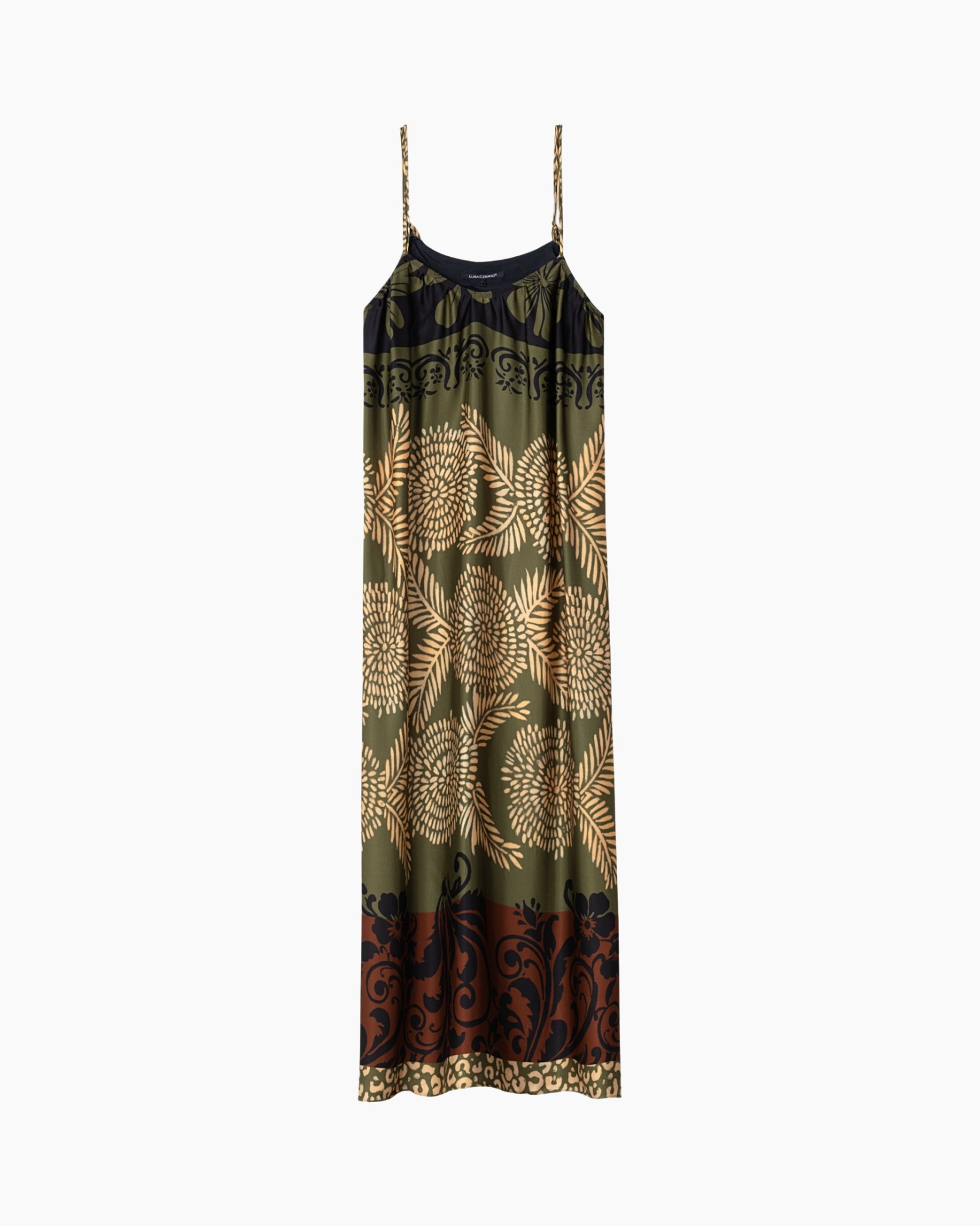 jurk, maxi jurk, spaghettibandjes, gedrukt patroon, bloemenmotief