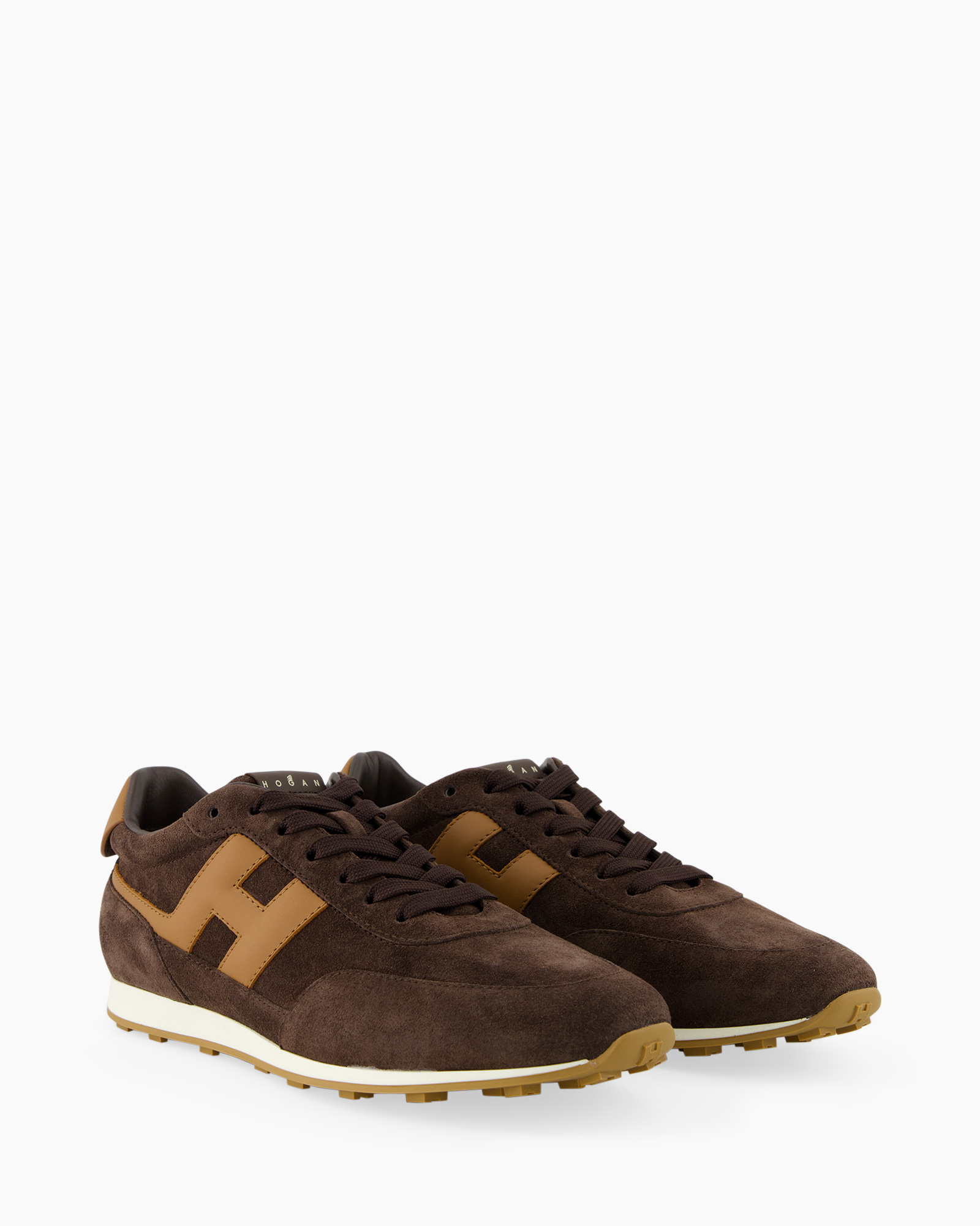 neakers, bruin, suede, veterschoen, logo-loos