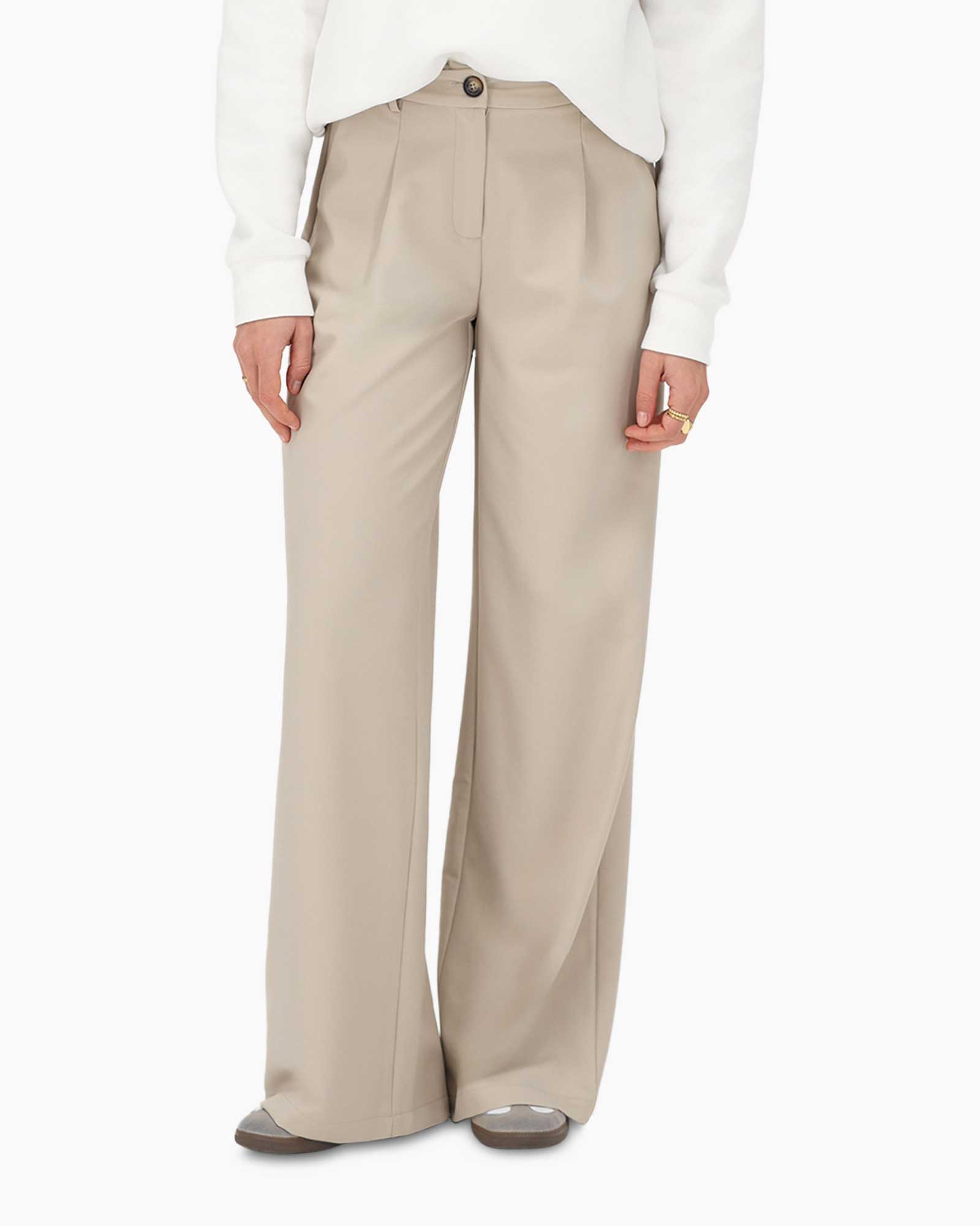 Broek Trousers Wide Leg Beige
