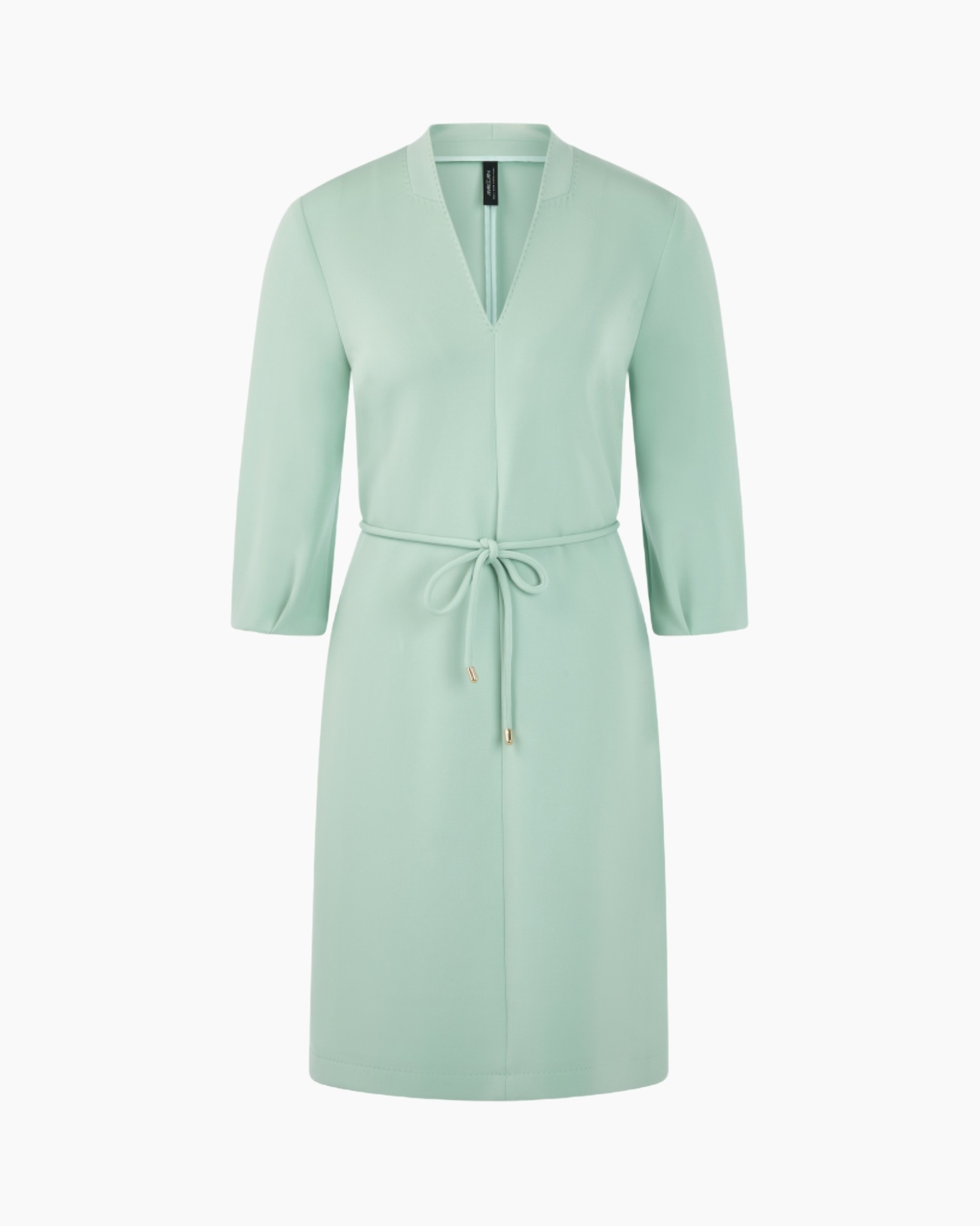 jurk, knielengte, wrap, riem, groen