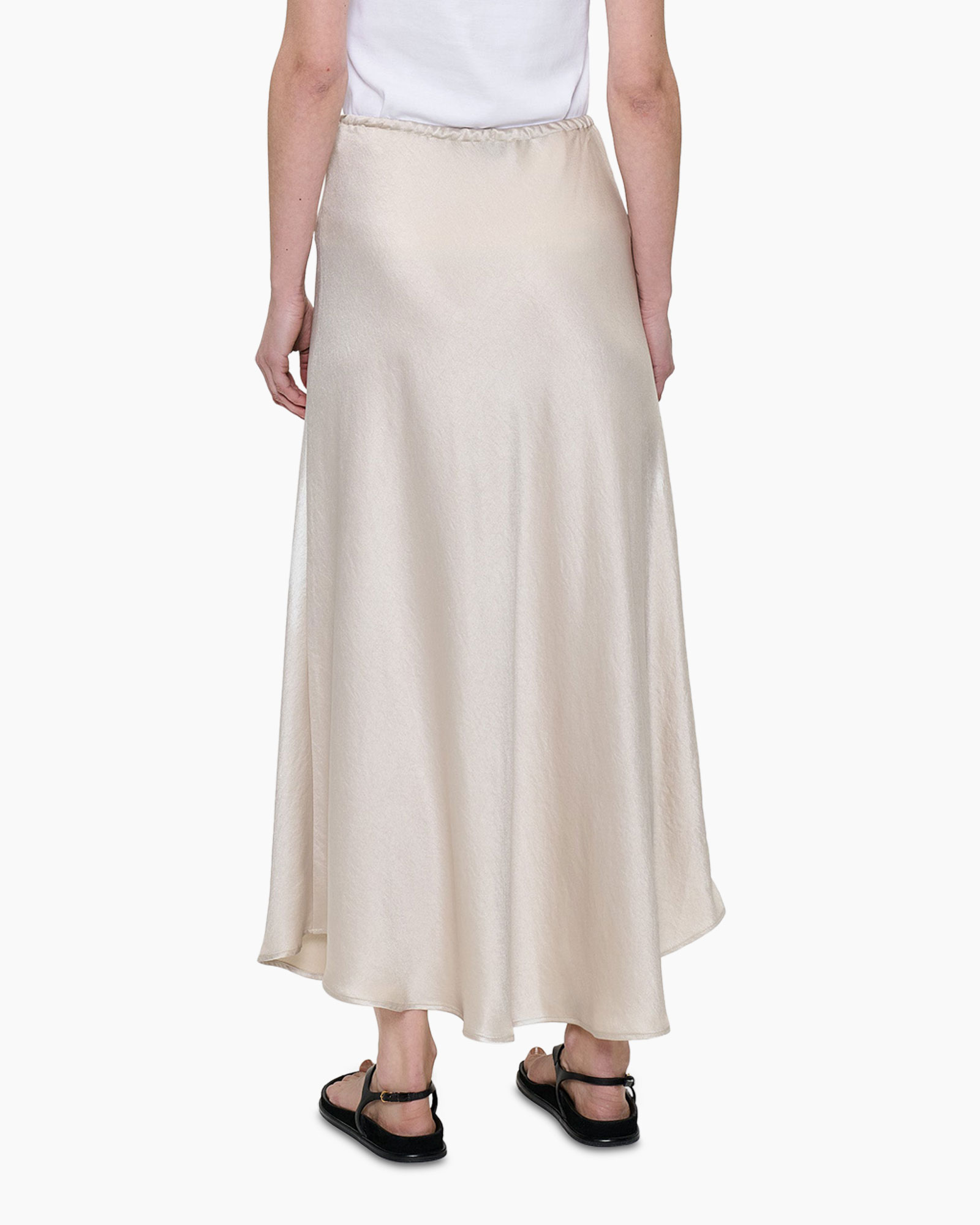 skirt, maxi, beige, drawstring, soft-sheen