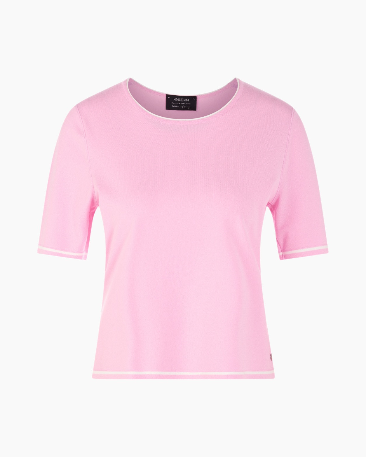 pink, t-shirt, short sleeve, crew neck, light pink trim