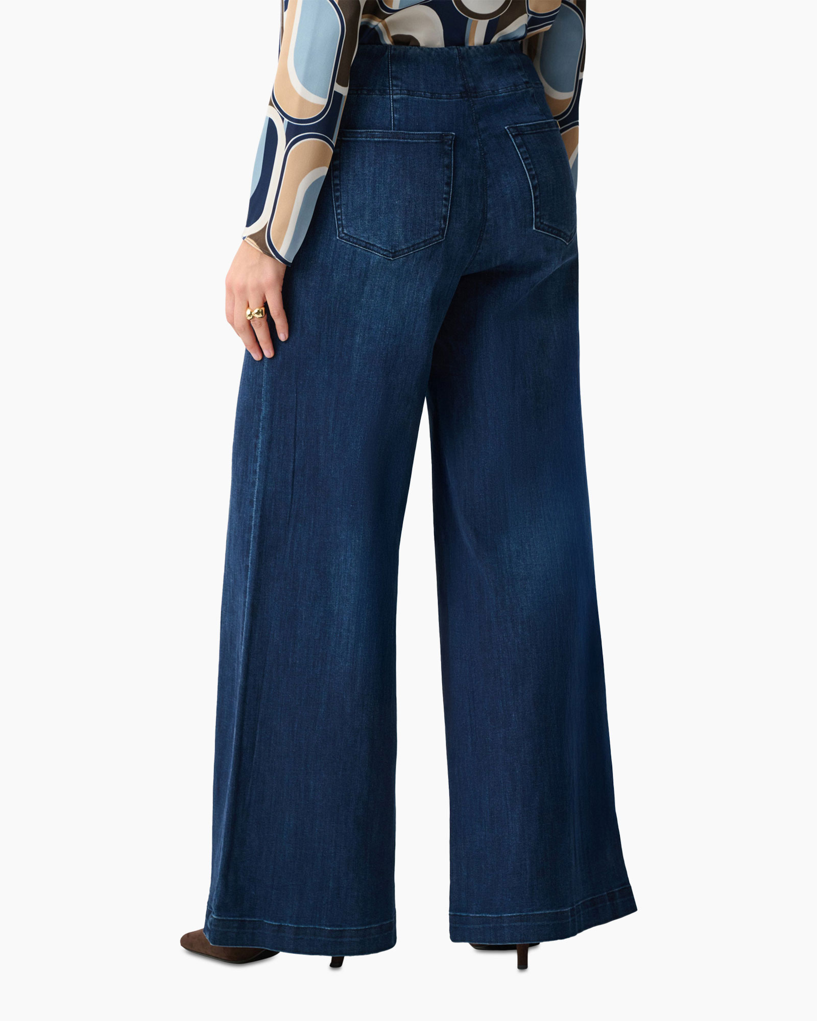 denim, wijd uit, broeken, achterkant, jeans