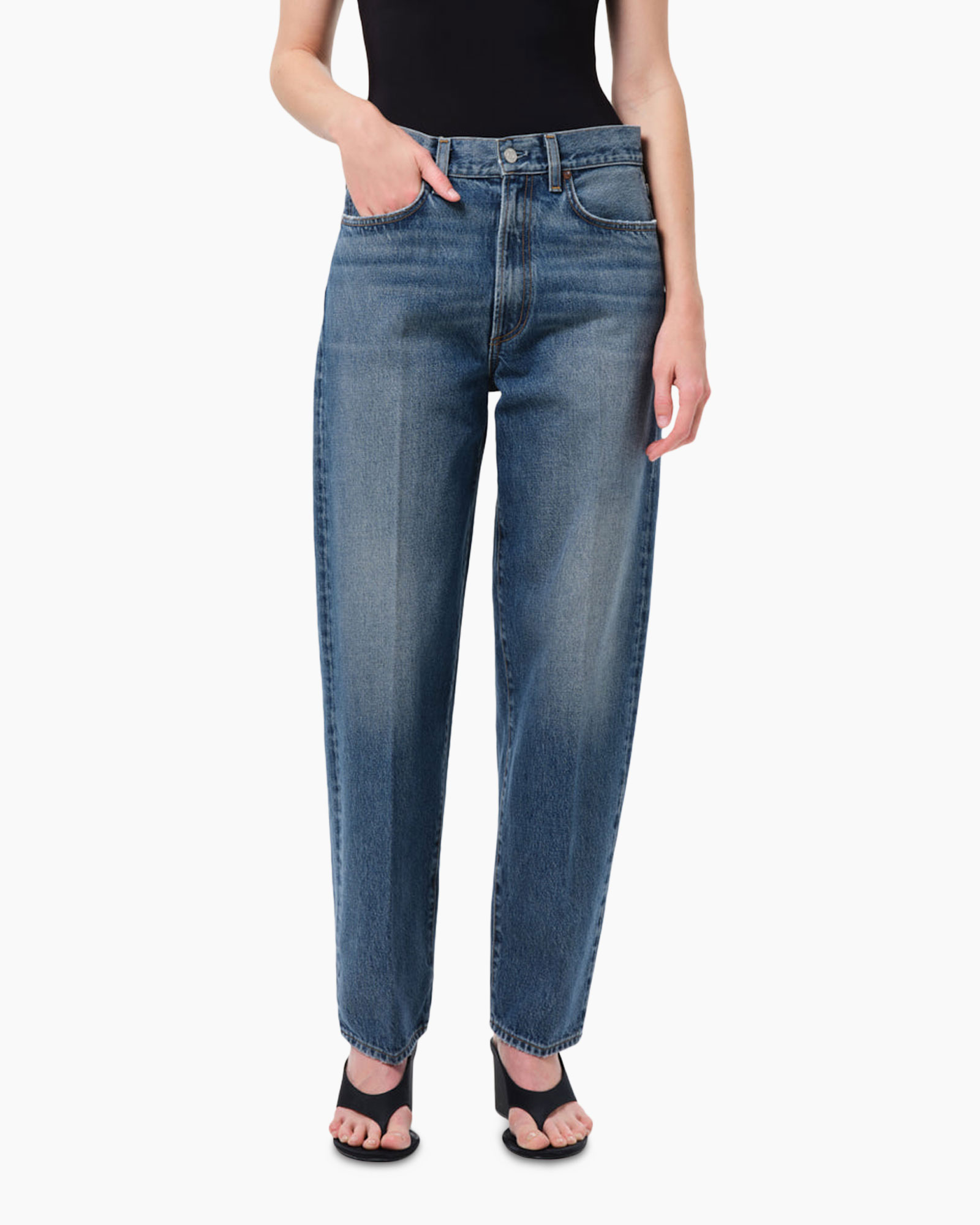broek, denim, recht model, fade, zakken