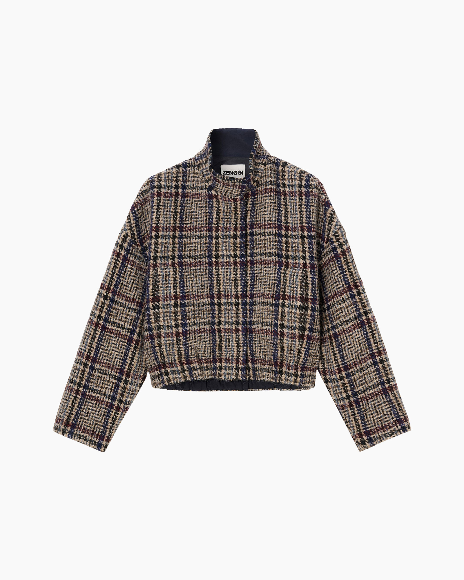 jas, ruitpatroon, tweed, kraagloos, korte lengte