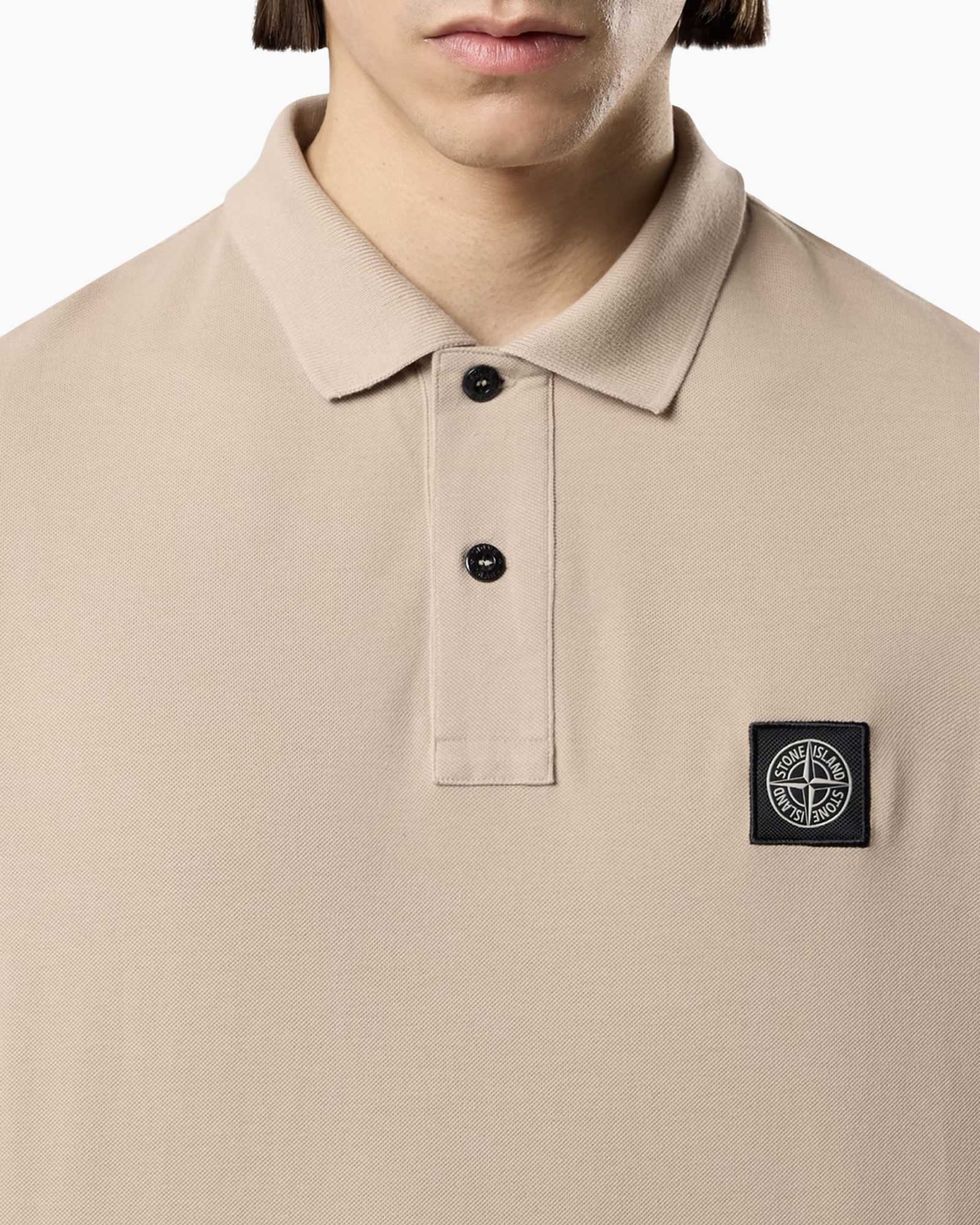 poloshirt,  beige,  korte mouwen,  polo,  logo patch