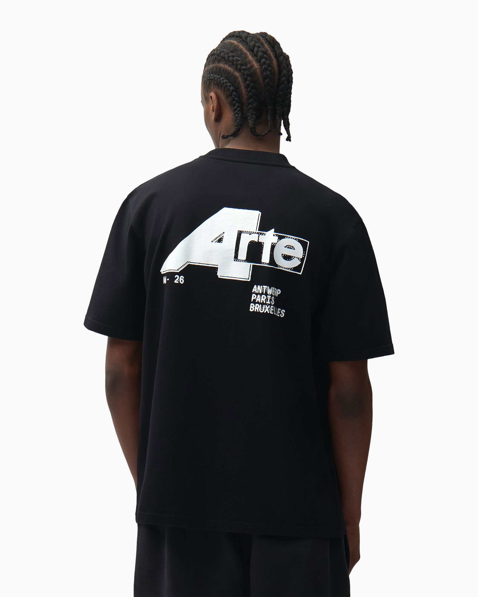 t-shirt, zwart, korte mouw, grafische opdruk, rugzijde