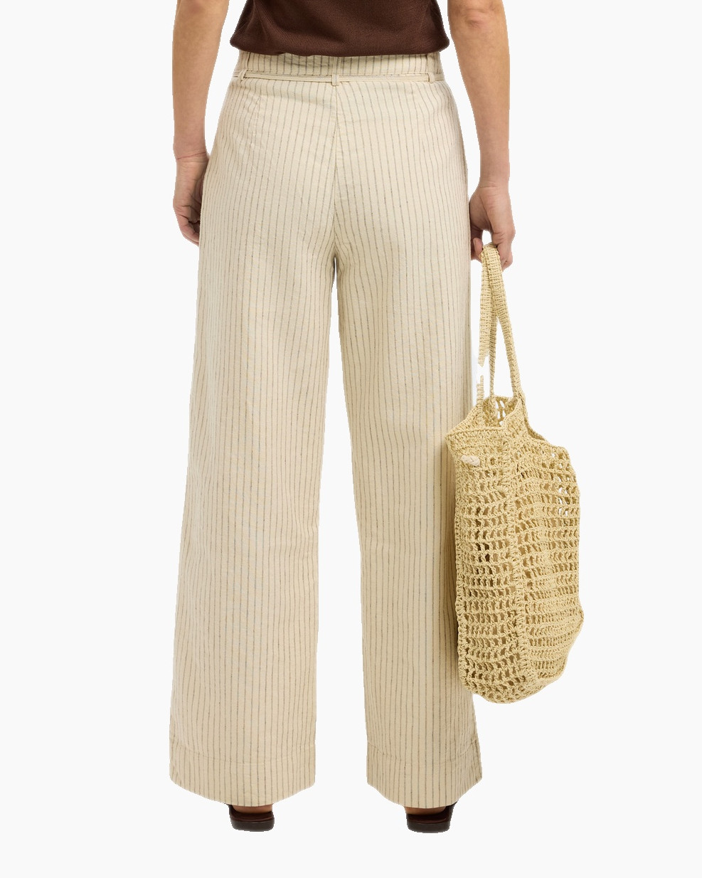 Broek Johanne Hw Striped Belted Long P Goud
