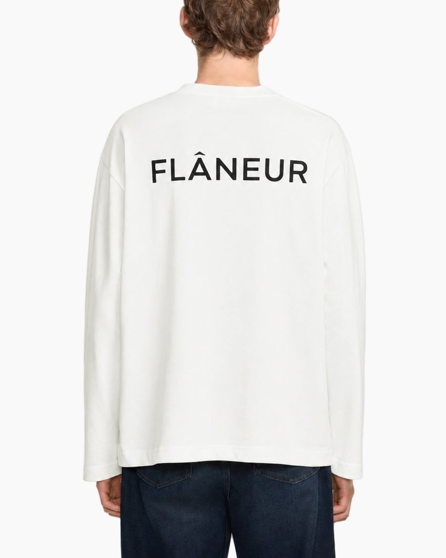 T-shirt met lange mouwen, wit, ronde hals, borstlogo